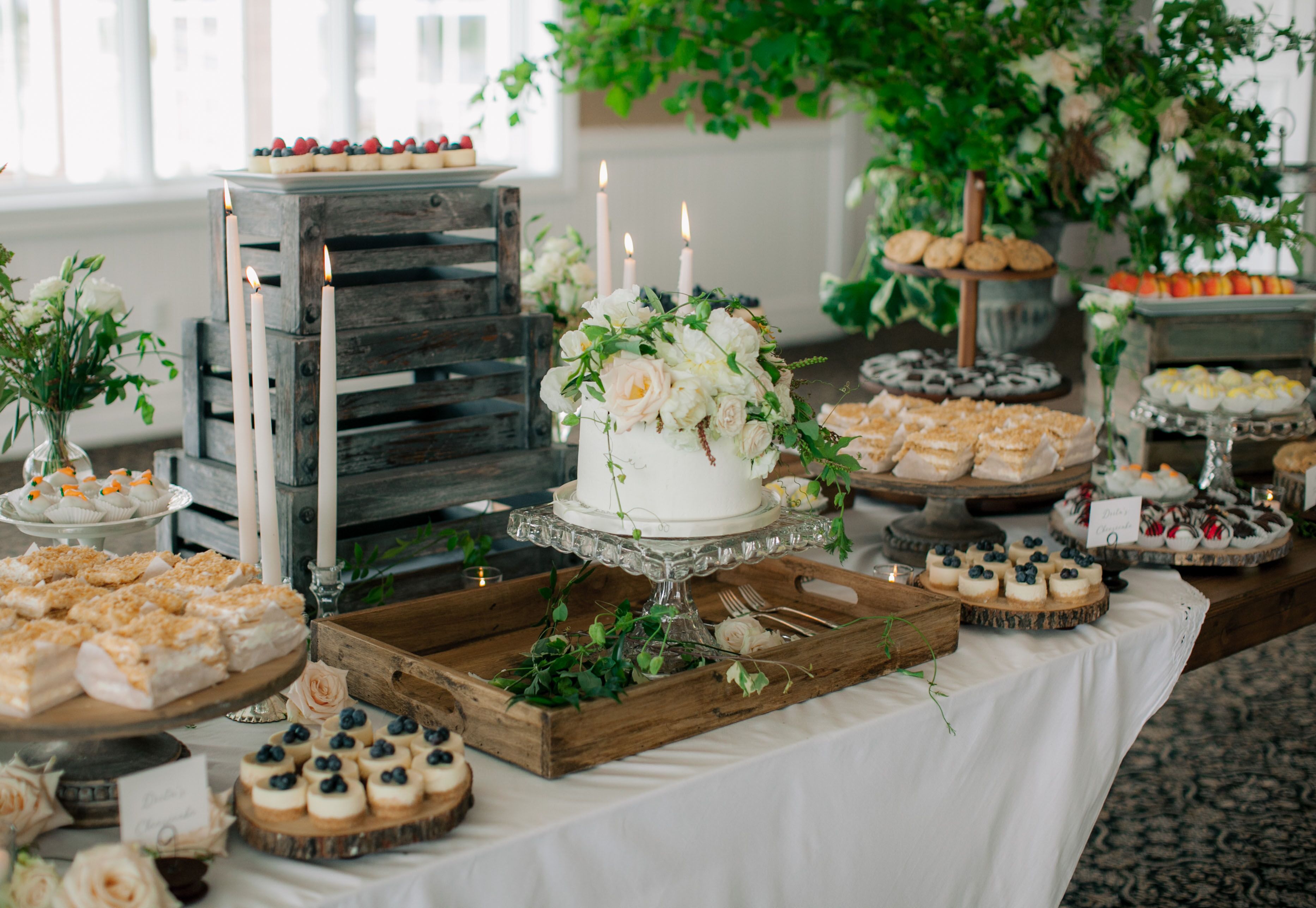 Dessert Table with Wedding Cake and Pastries