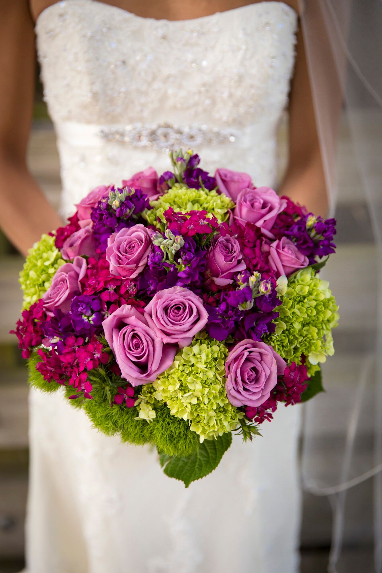 Rose, Viburnum, Hydrangea and Stock Bouquet