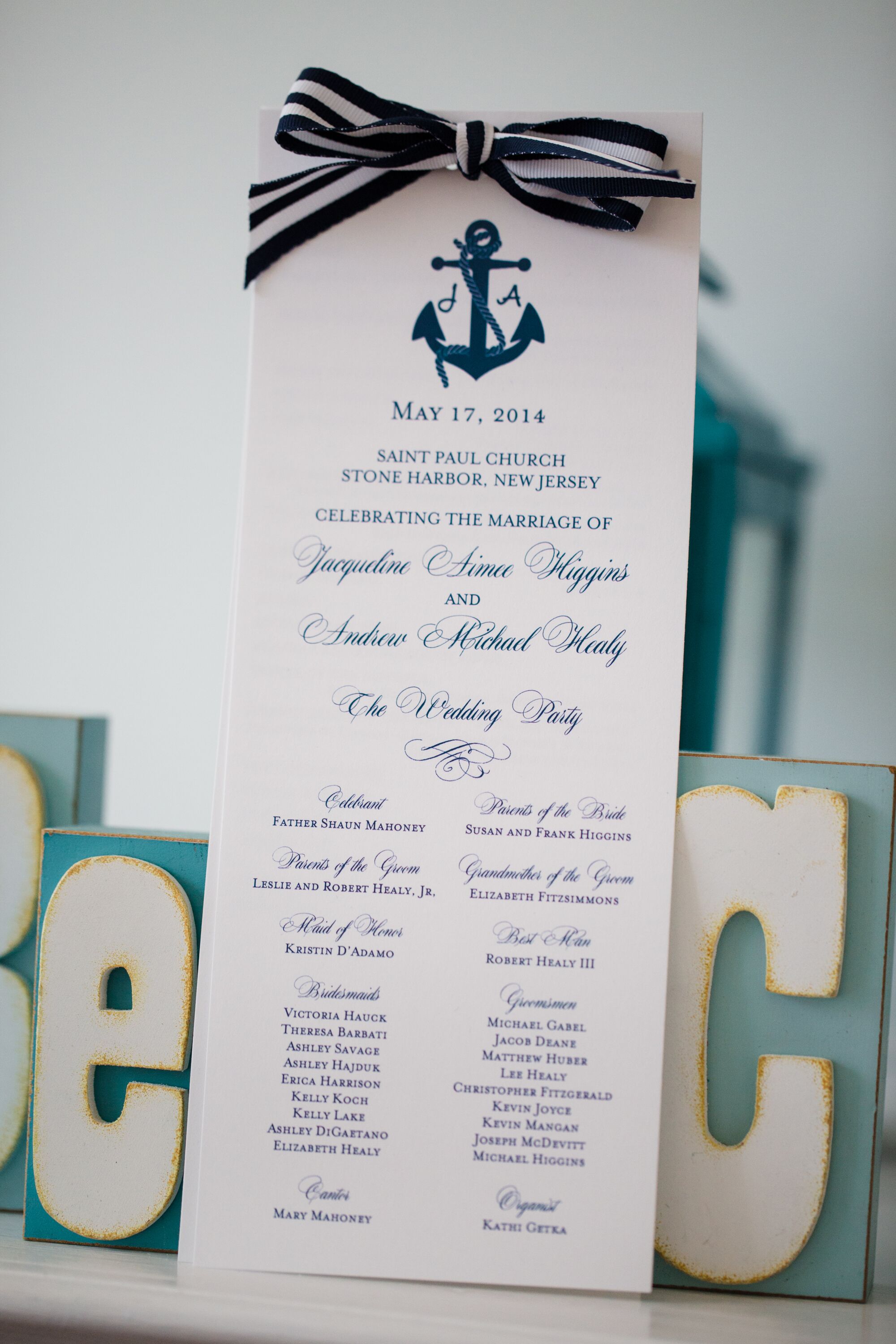 Nautical Wedding Program With Navy Anchor