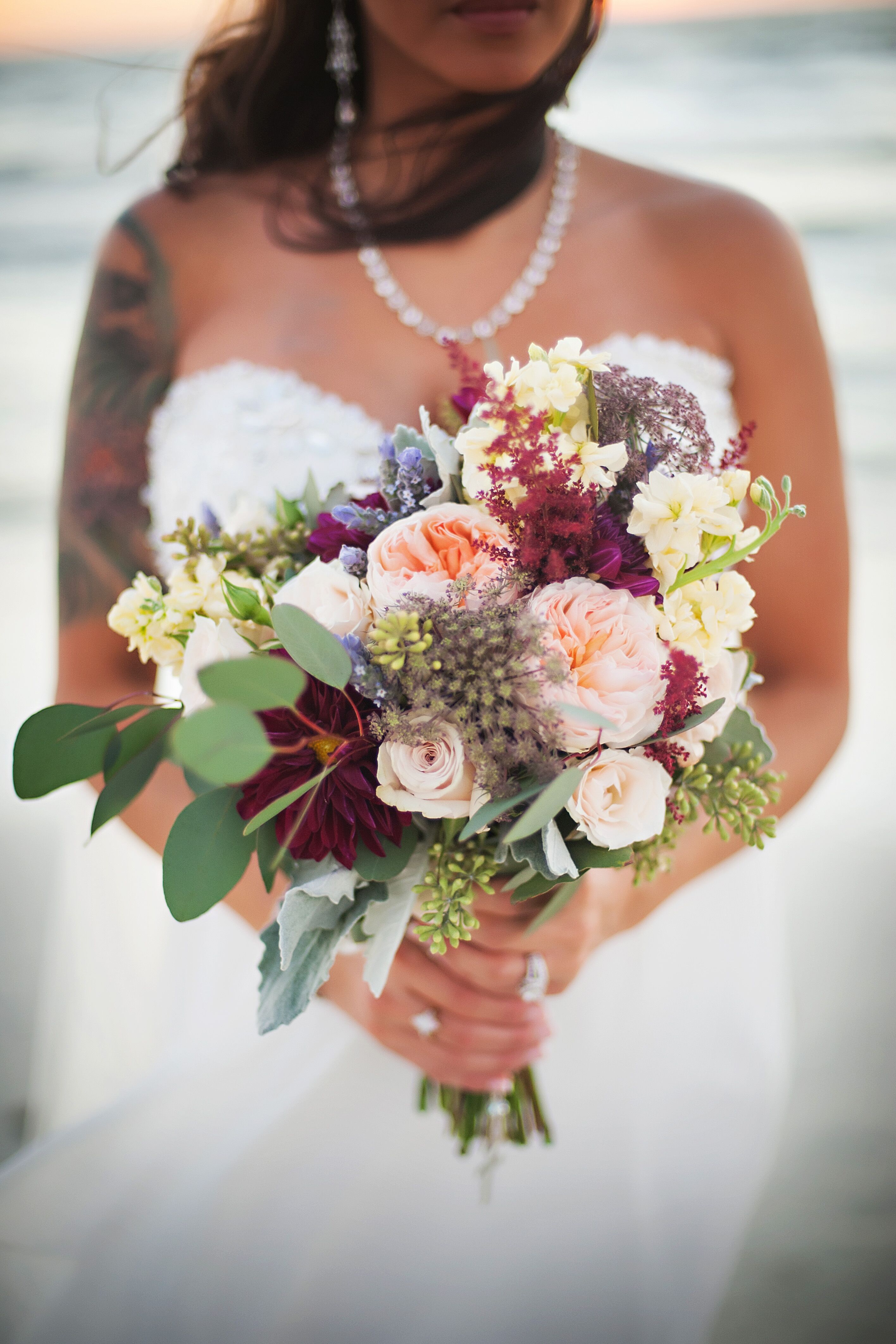 Garden Bridal Bouquet With Garden Roses