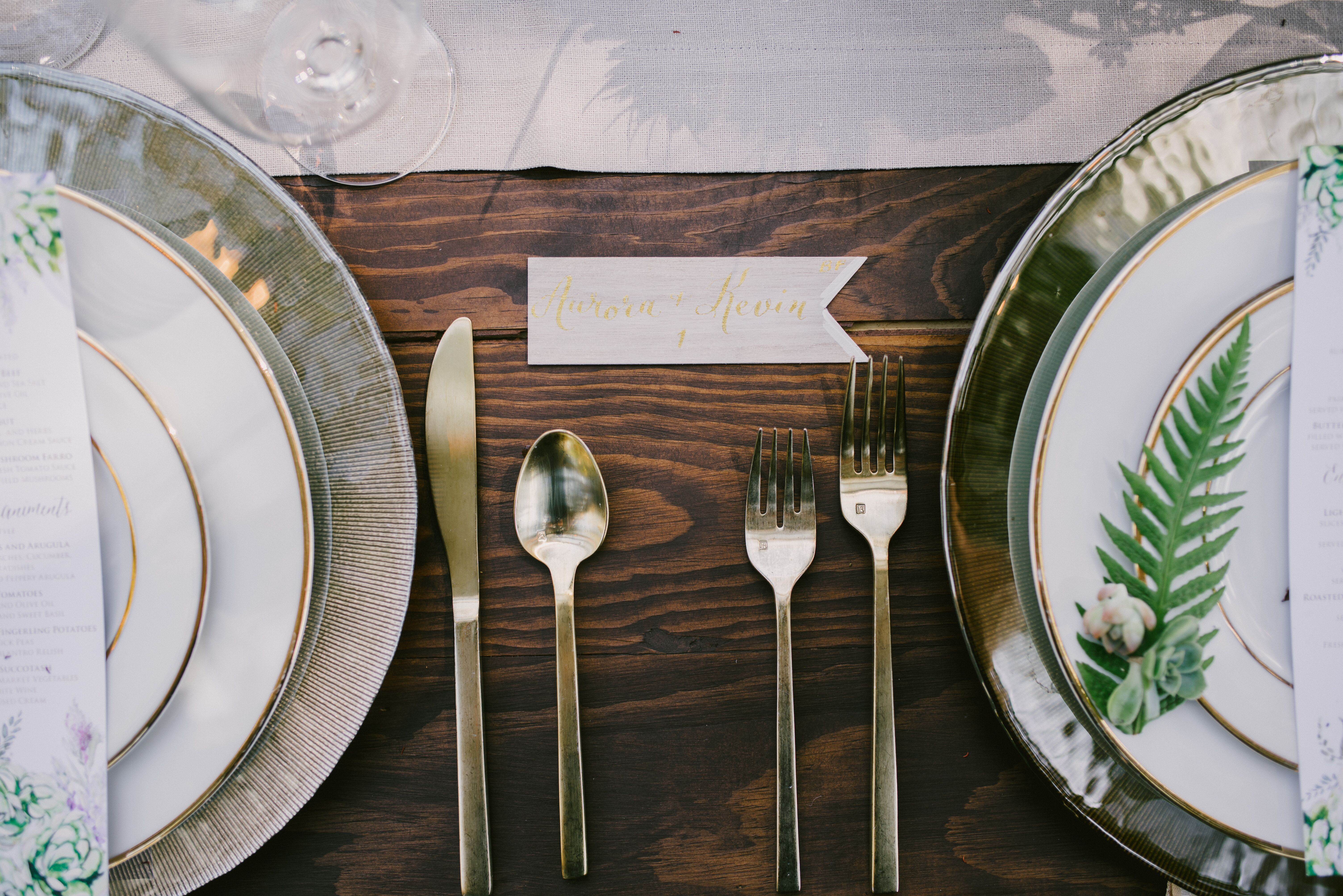 Rustic, Elegant Gold Plate Settings