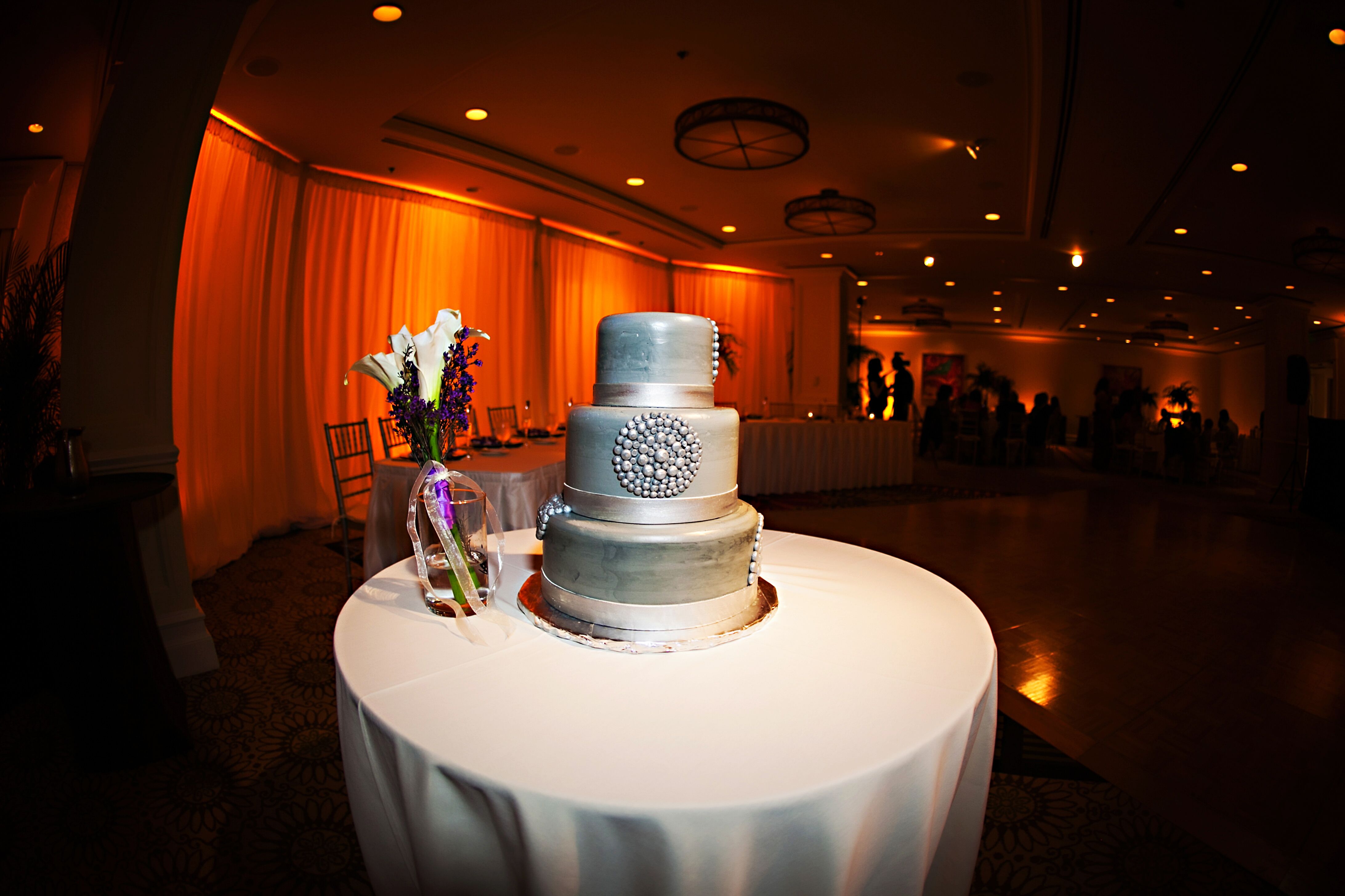 Modern Silver Three Tier Wedding Cake