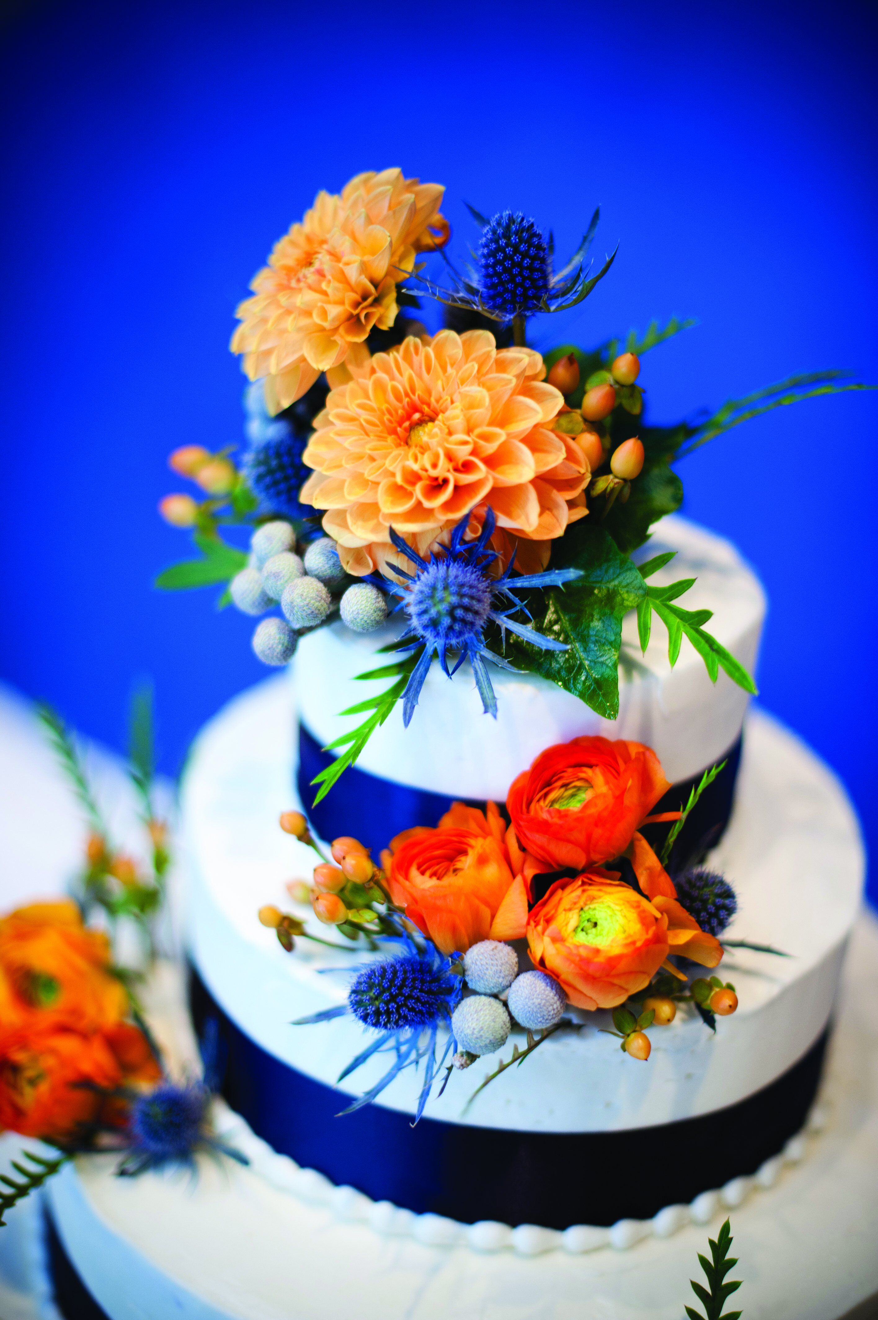 Navy and Orange Wedding Cake