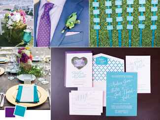 Vineyard wedding color inspiration with turquoise and purple