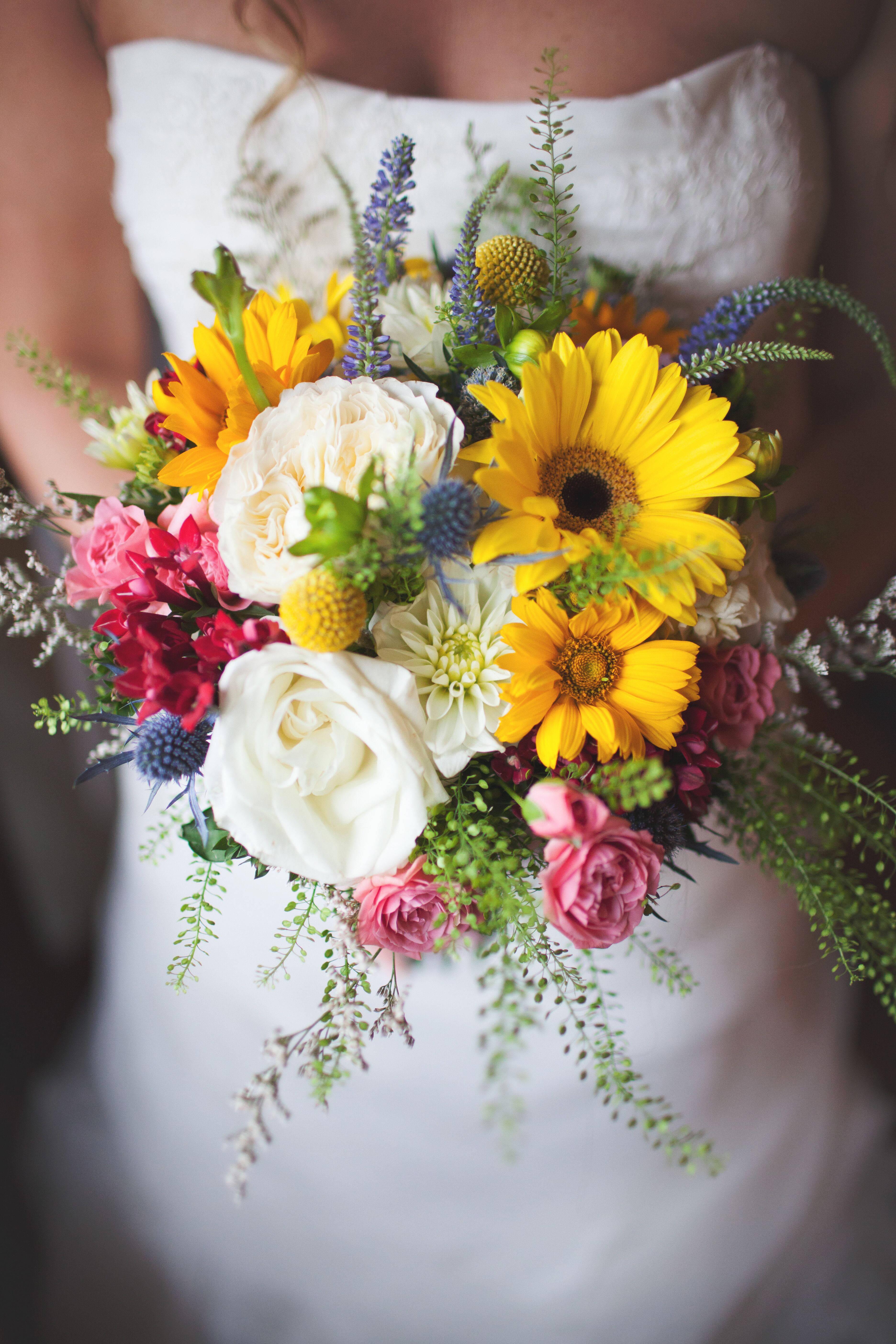 Wildflower Bouquet With Daisies and Roses