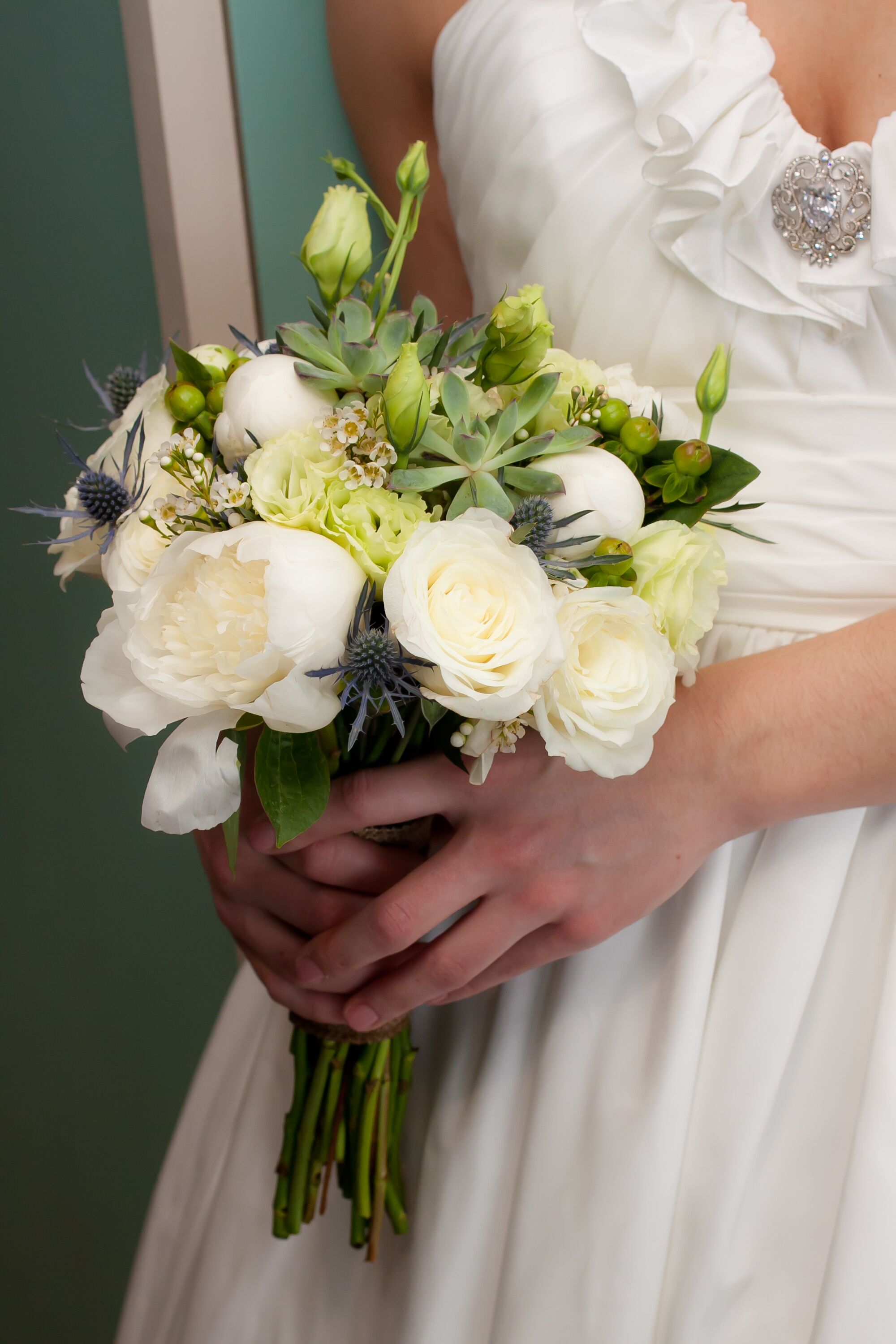 Ivory and Green Bridal Bouquet