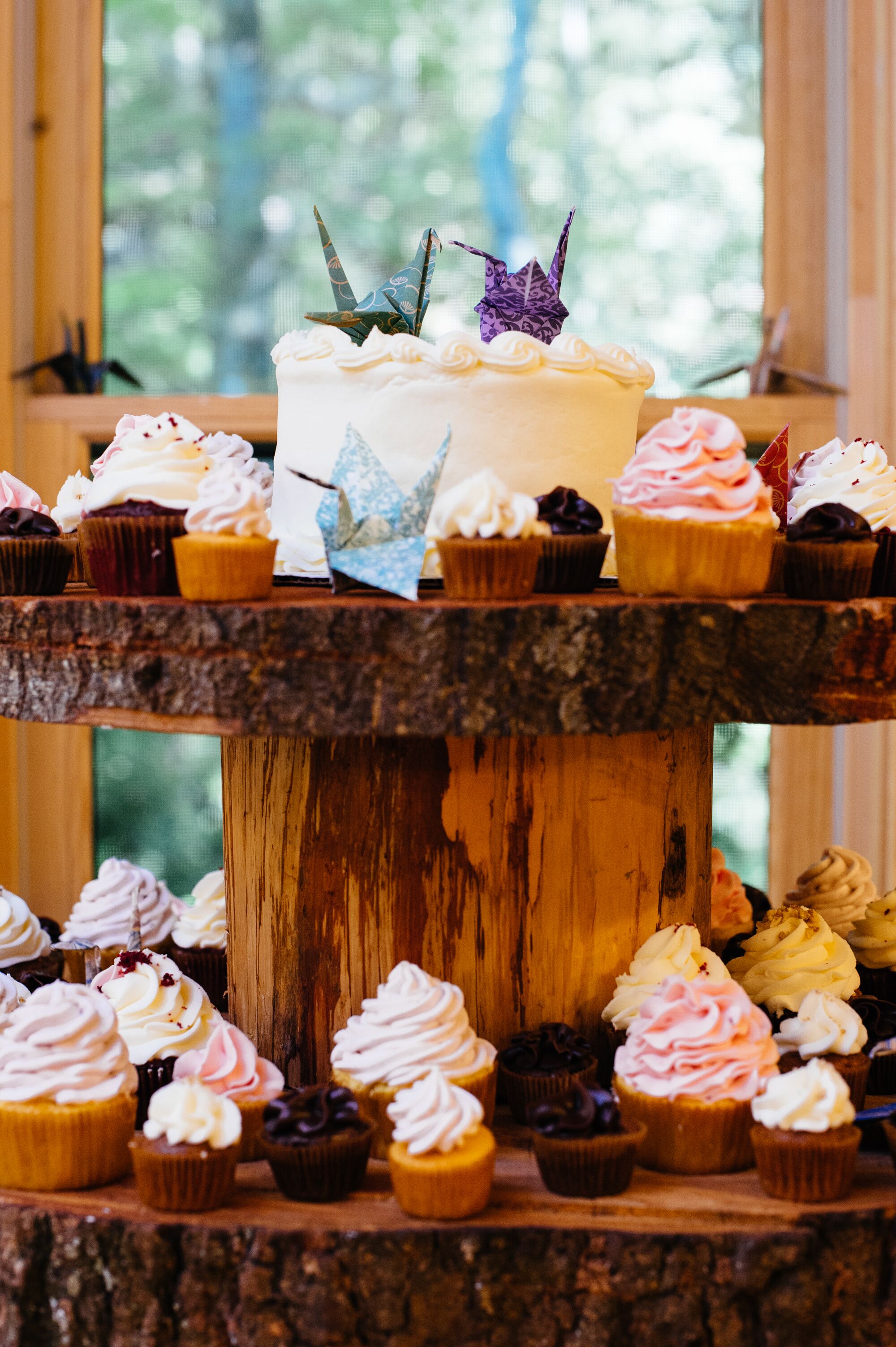 Wood Slab Tiered Cupcake Holder