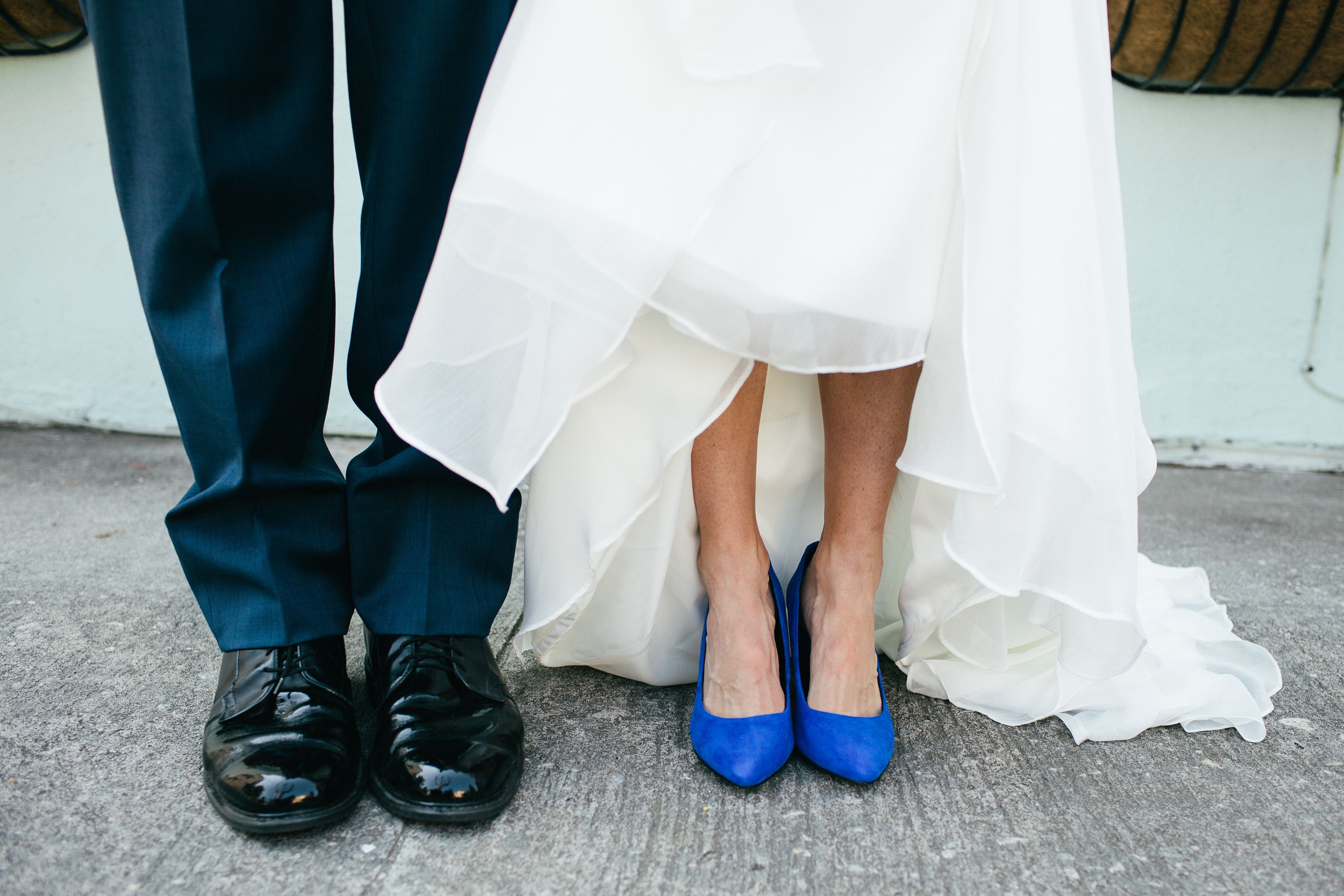 Blue suede store wedding shoes