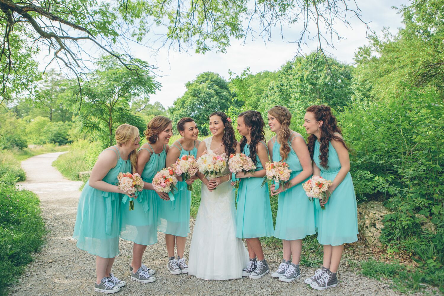 tiffany blue bridesmaid dresses with sleeves