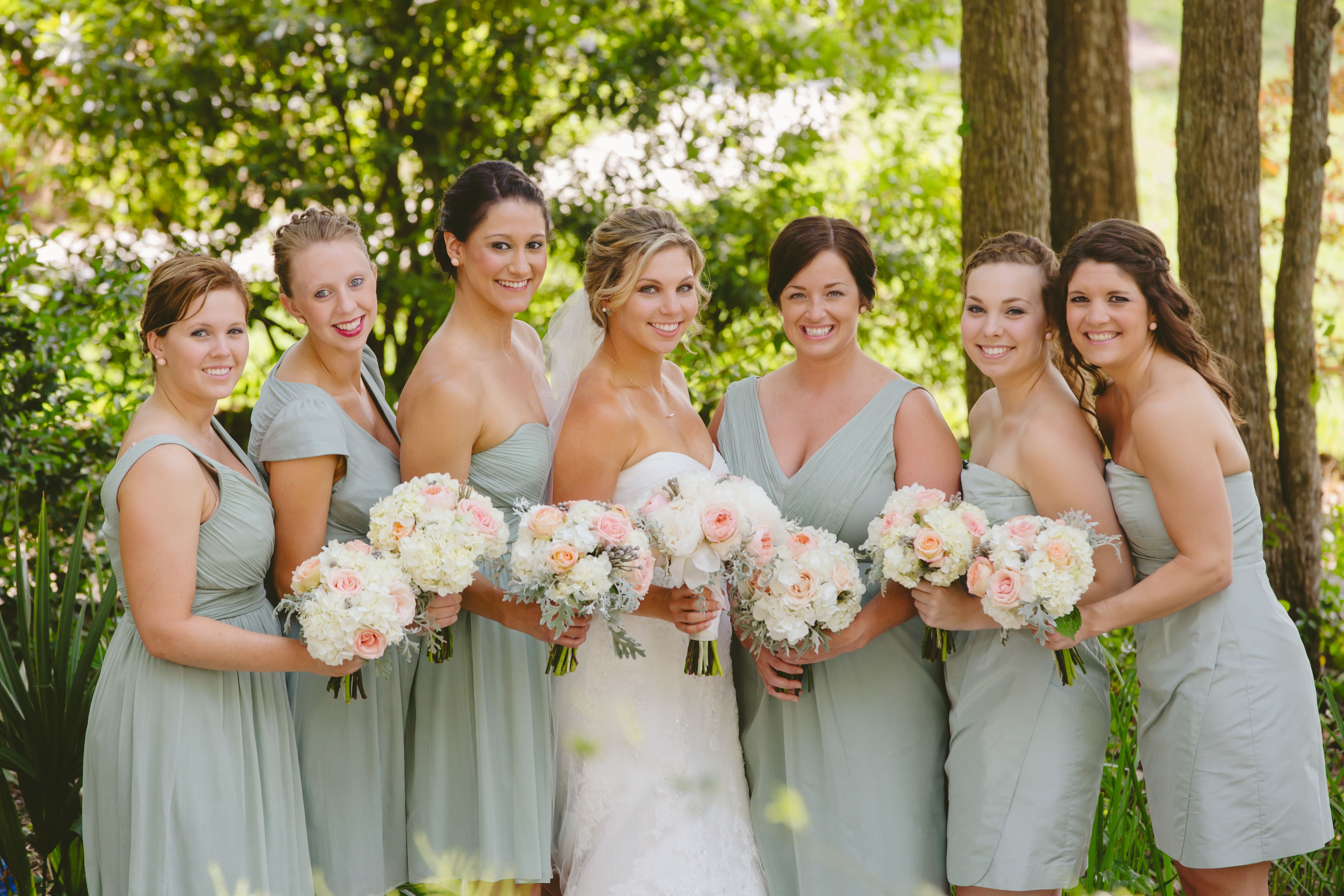 Sage chiffon bridesmaid store dresses