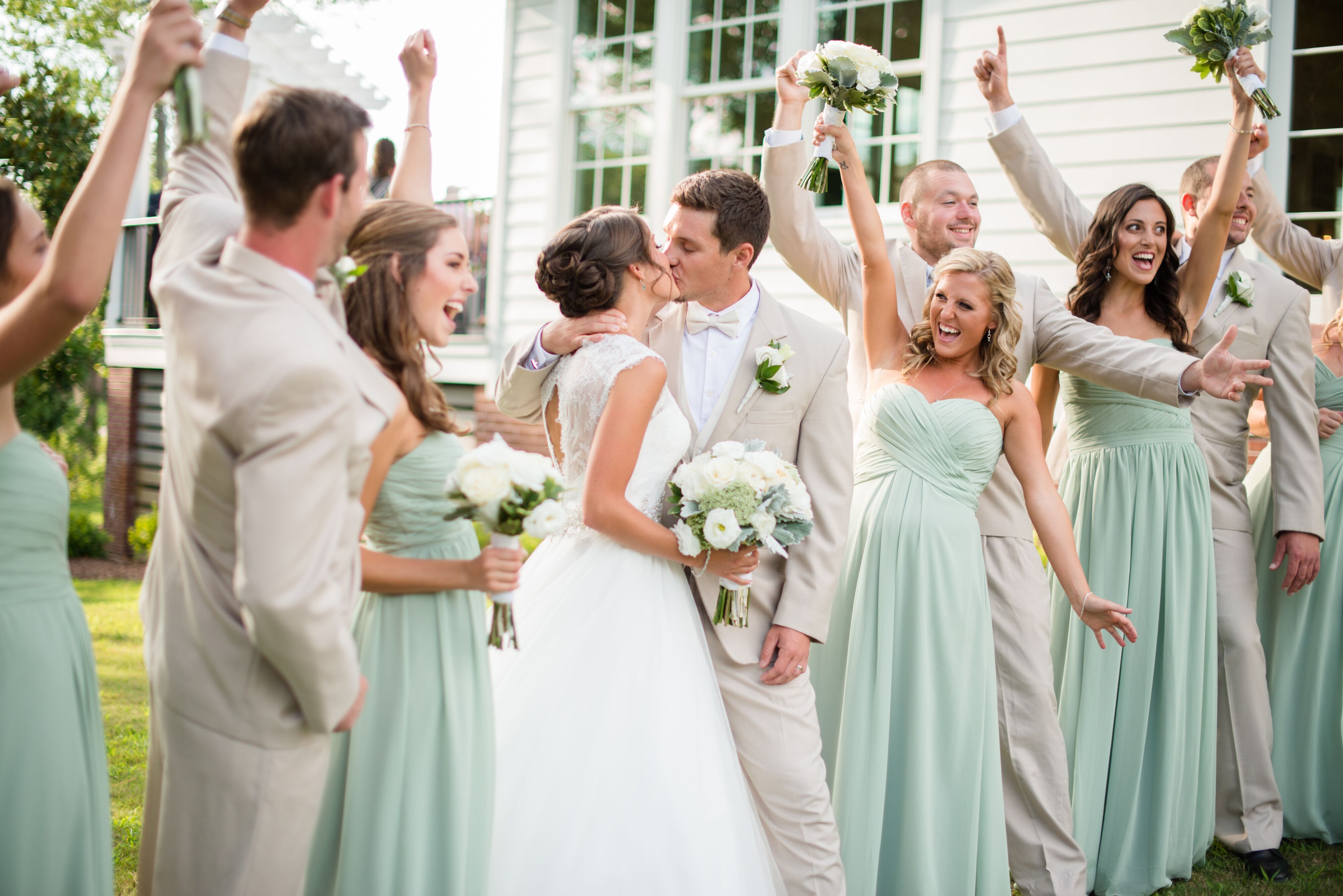 Khaki and Champagne Groomsmen Suits