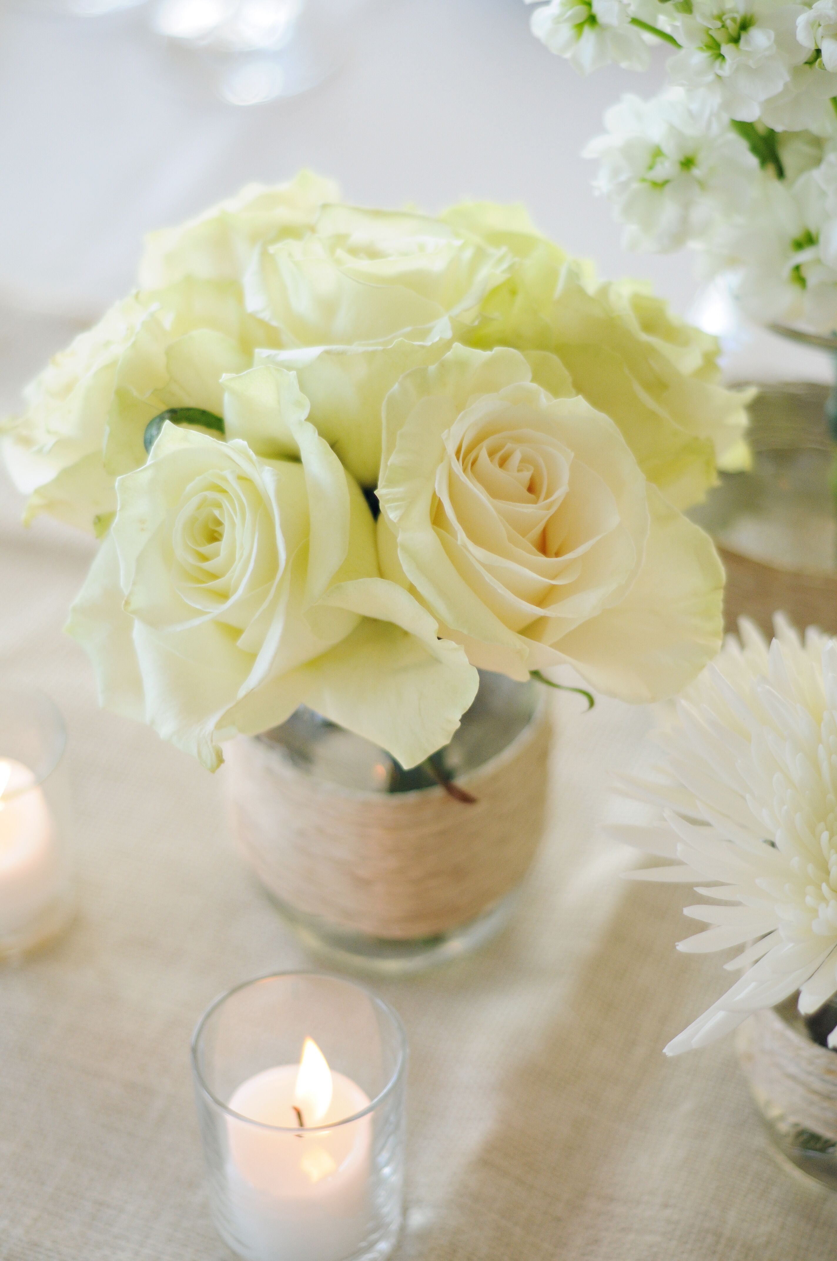 Rose and Mason Jar Centerpieces