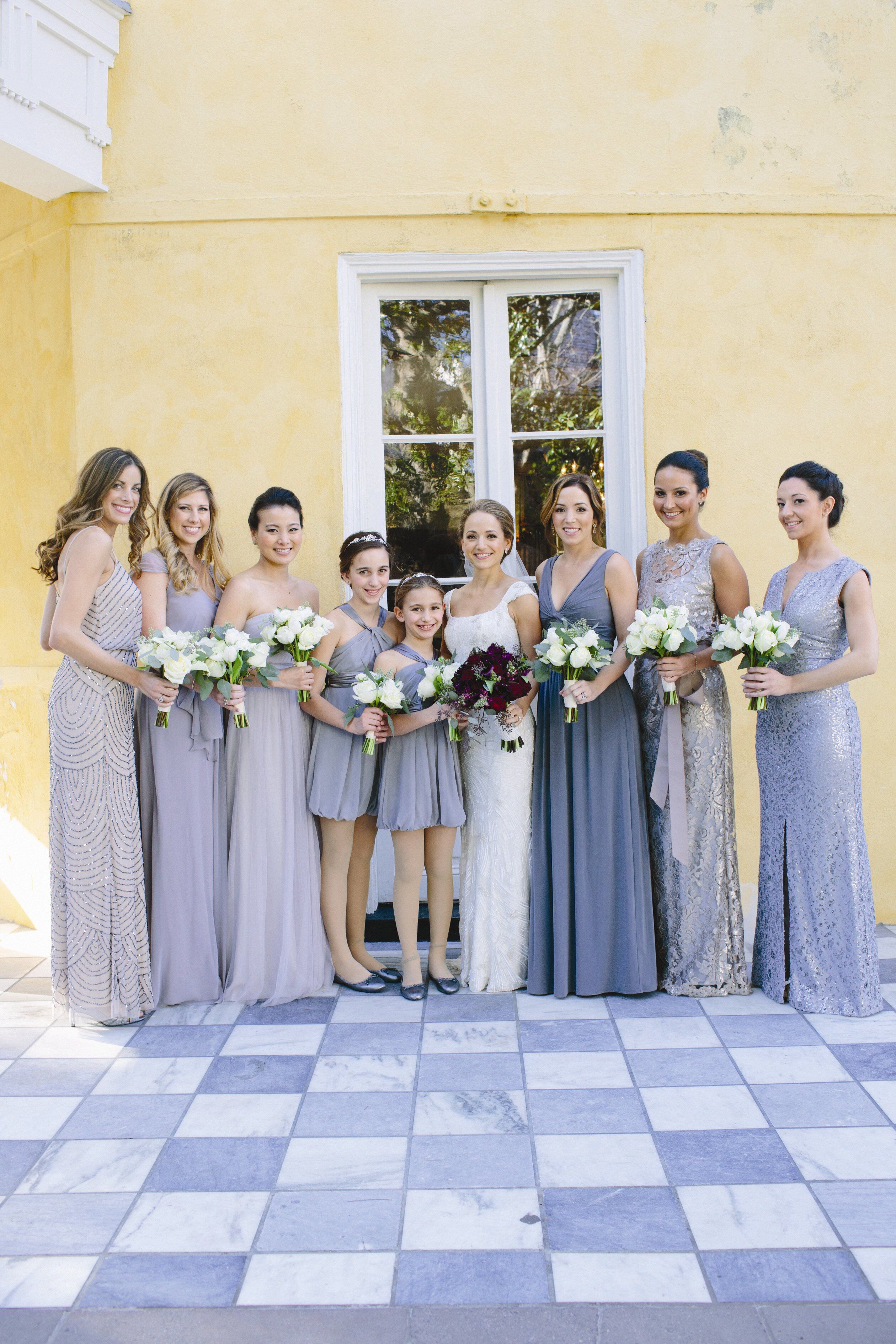 Mixed Gray Bridesmaid Dresses