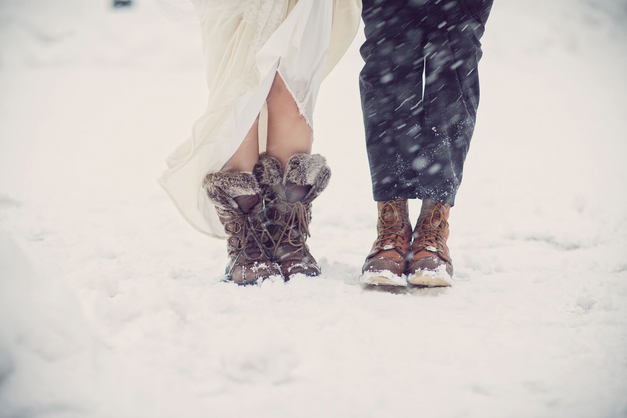 white snow boots for wedding