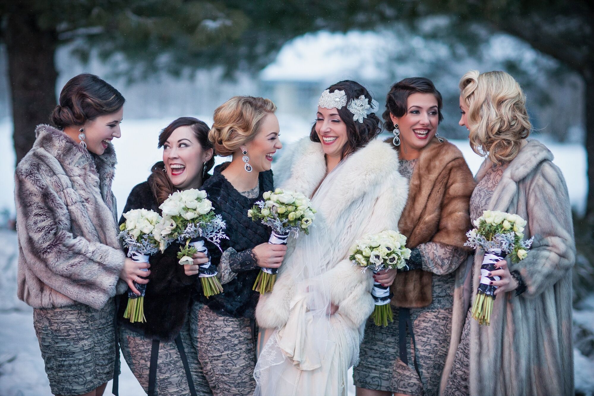 Fur-Wrap Winter Bridesmaid Accessories