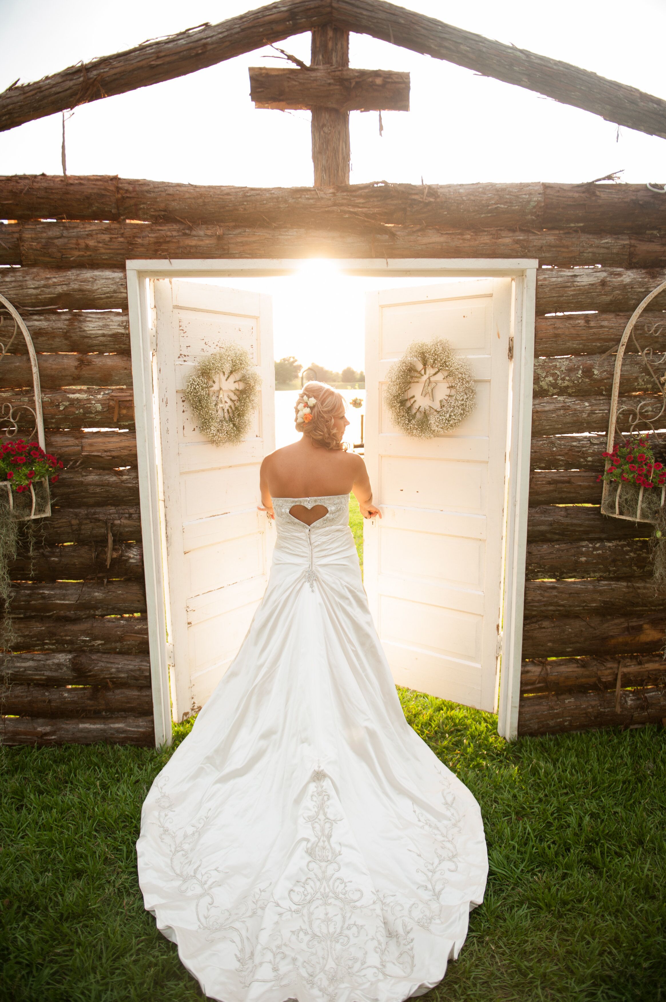 Heart Shaped Cutout White Wedding Dress