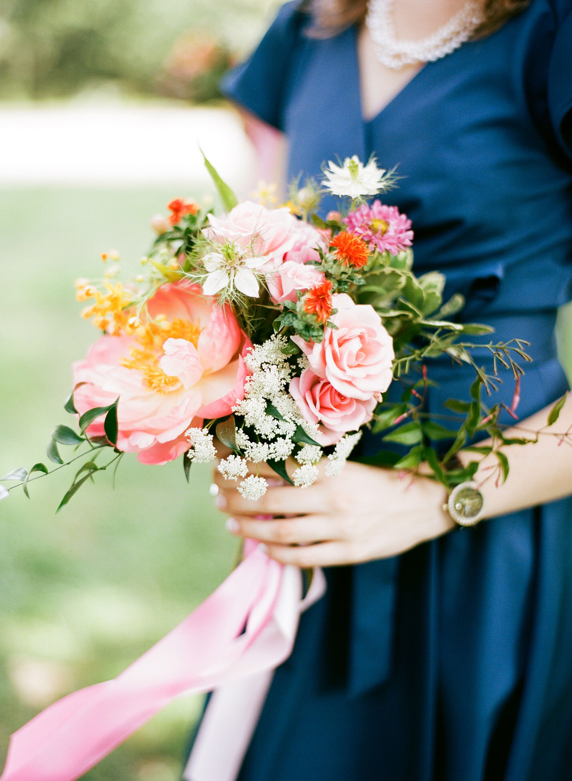 Peach and Coral Bridesmaid Bouquets