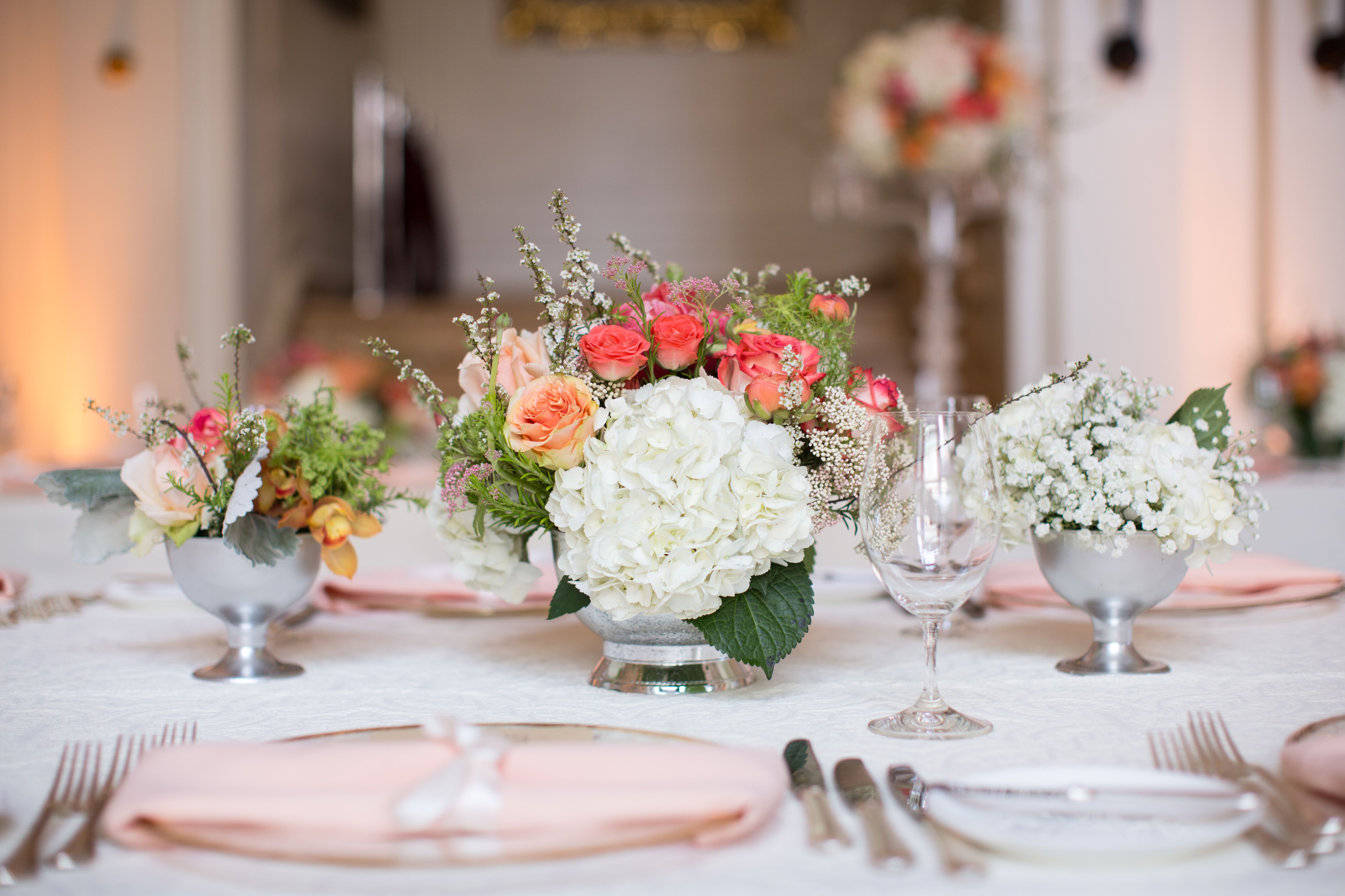 Hydrangea and Rose Centerpiece