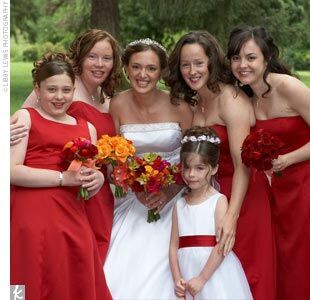 candy apple red bridesmaid dresses