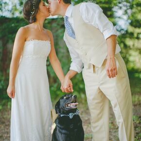 Relaxed Tan Tuxedos without Jackets and Gingham Ties