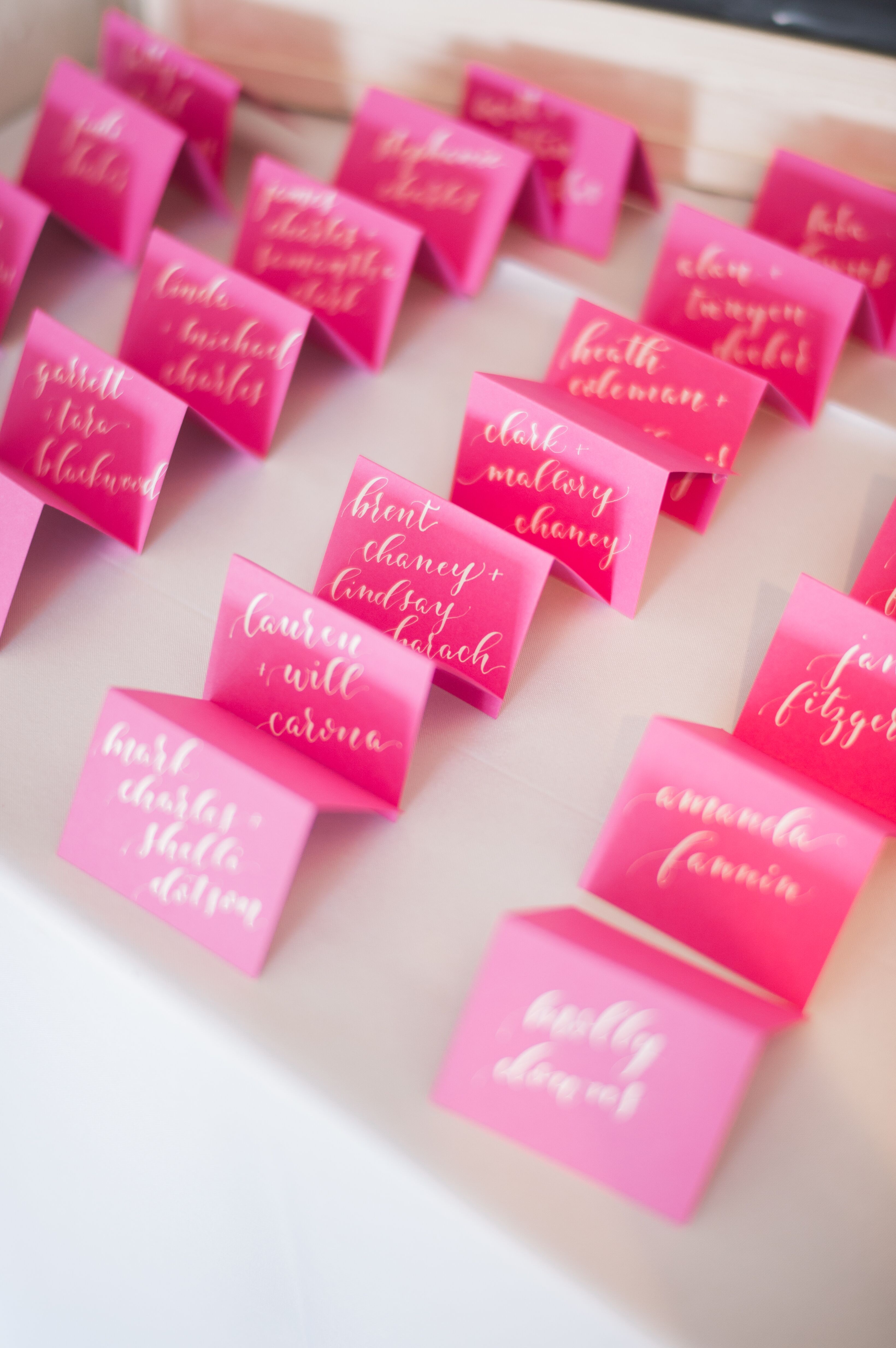 Whimsical Pink Calligraphy Escort Cards