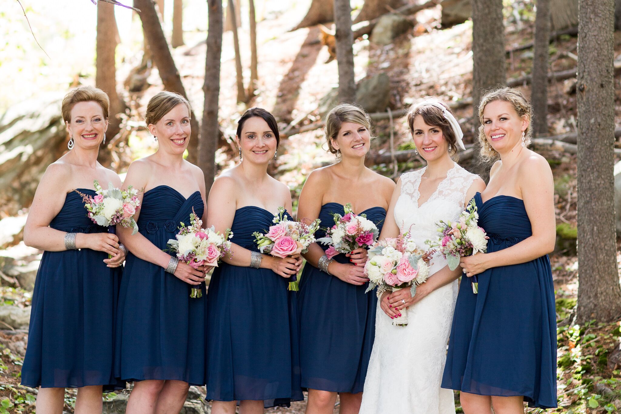 Strapless Navy Blue Pleated A-line Bridesmaid Dress main image 0