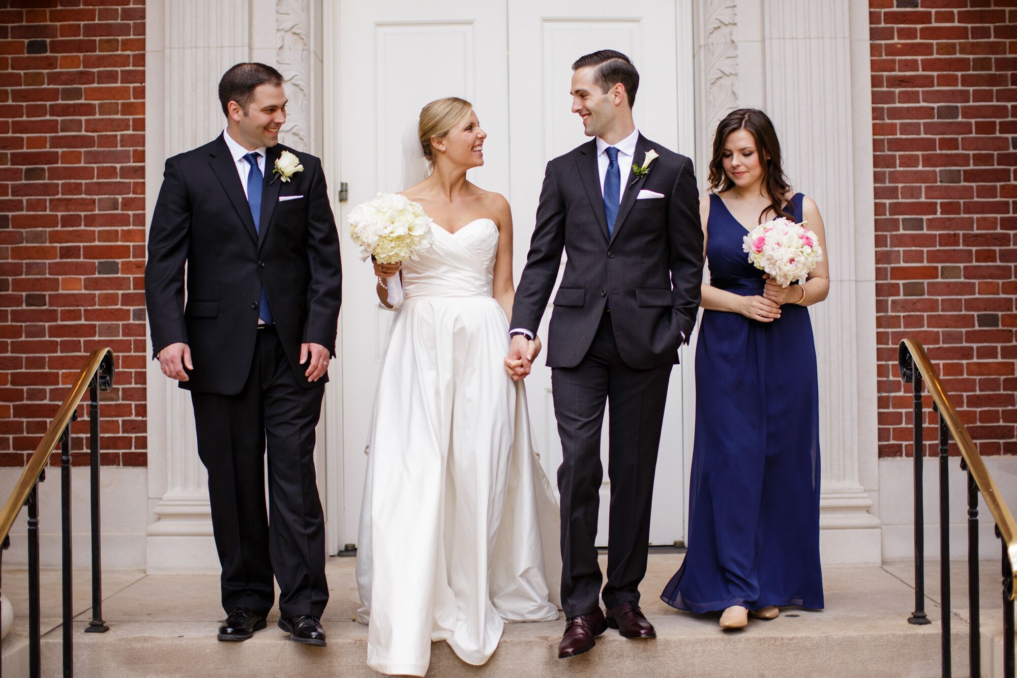wedding dresses with navy blue accents