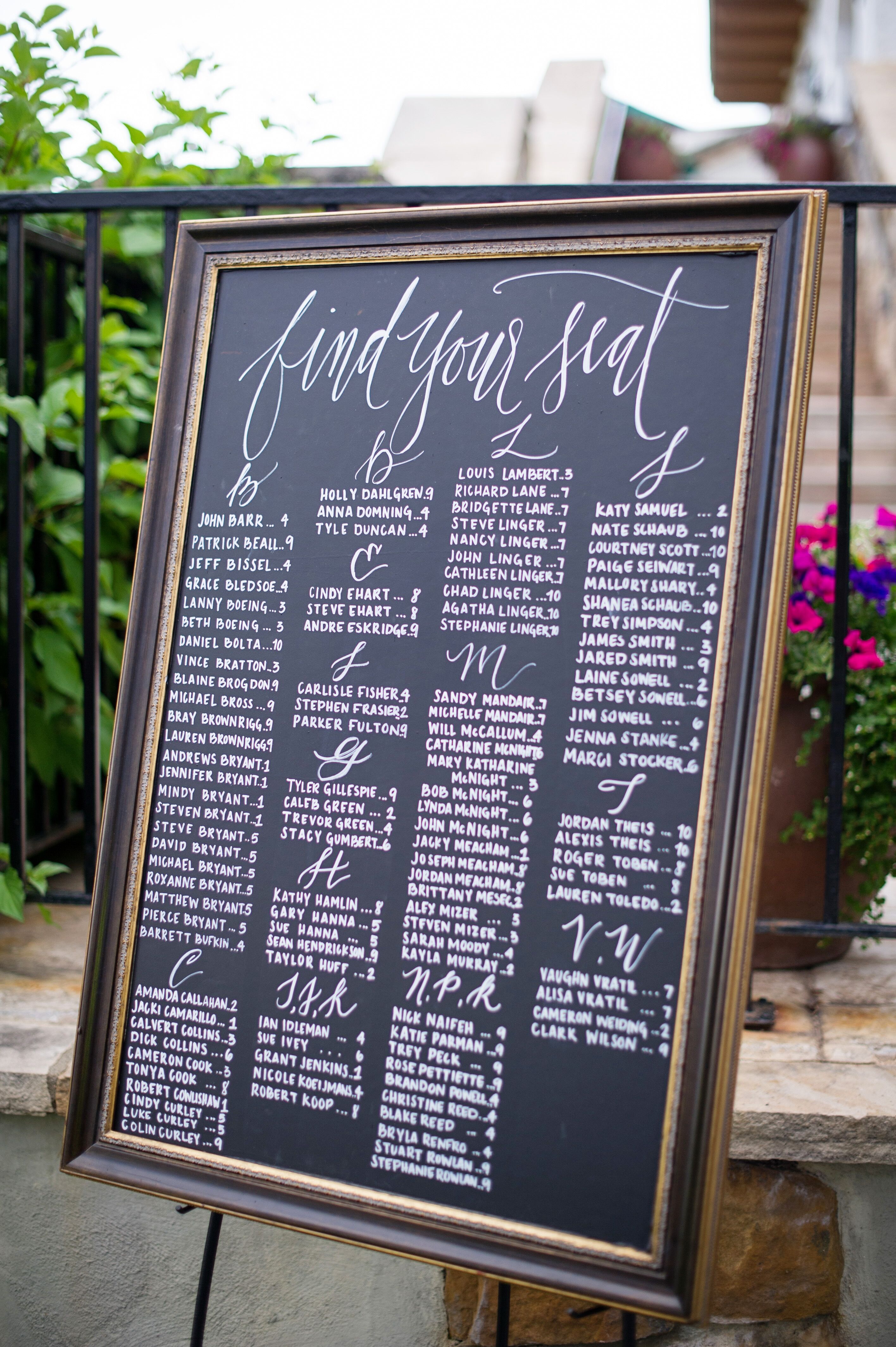 Chalkboard-Inspired Elegant Escort Card Board