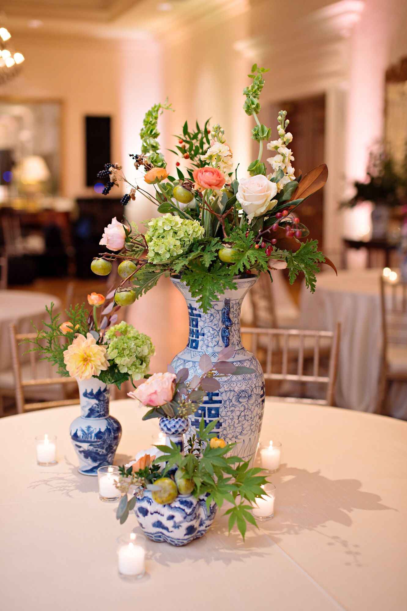 Blue and White Porcelain Vase Centerpieces