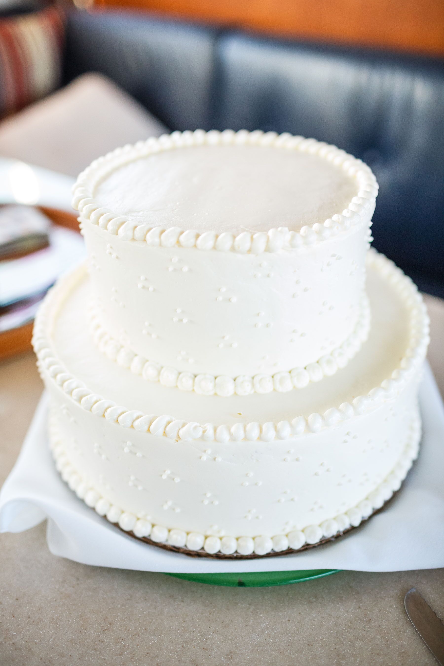 Simple White Iced Two-Tier Wedding Cake