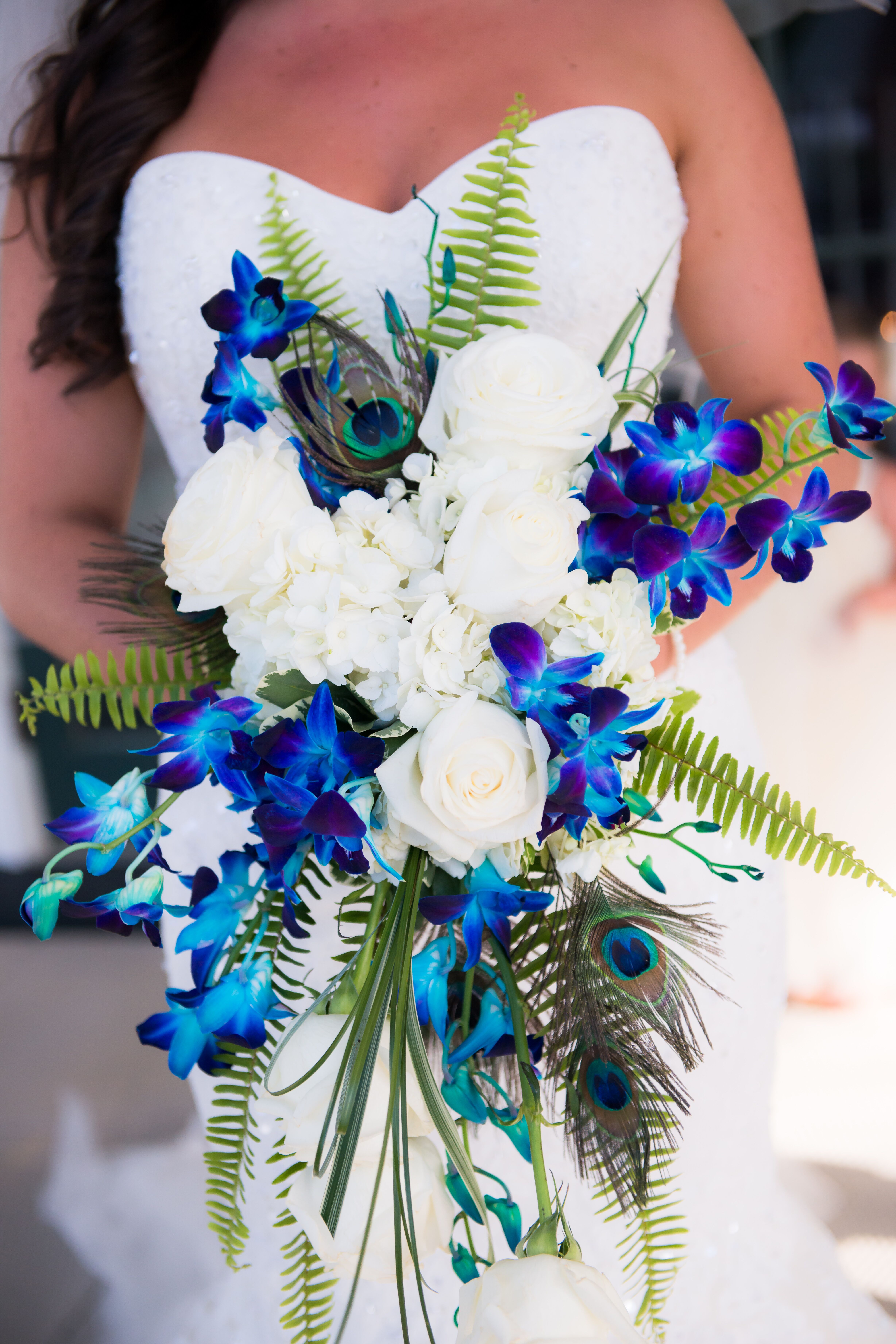 blue orchids wedding cake