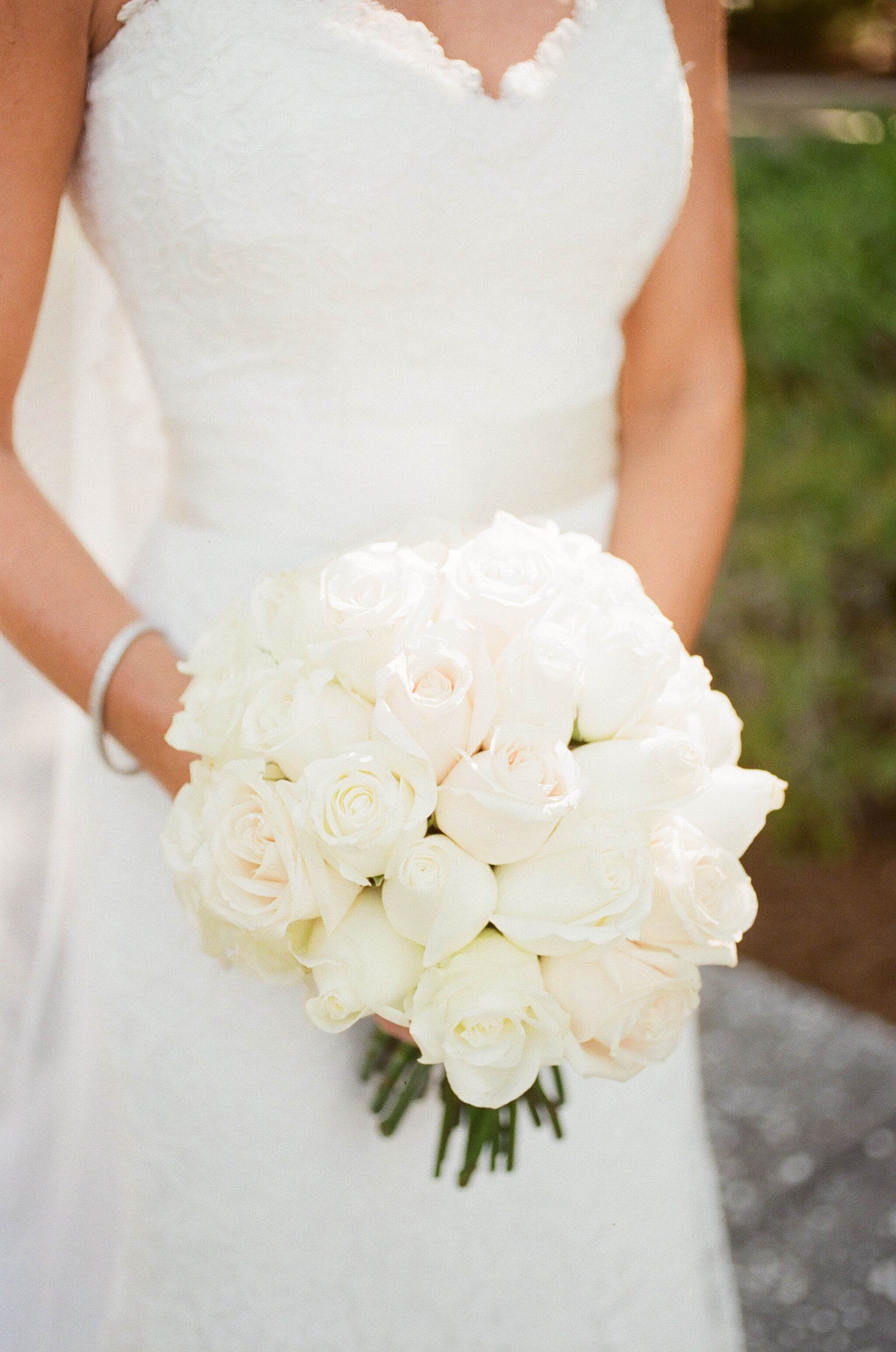 White Rose Round Bridal Bouquet