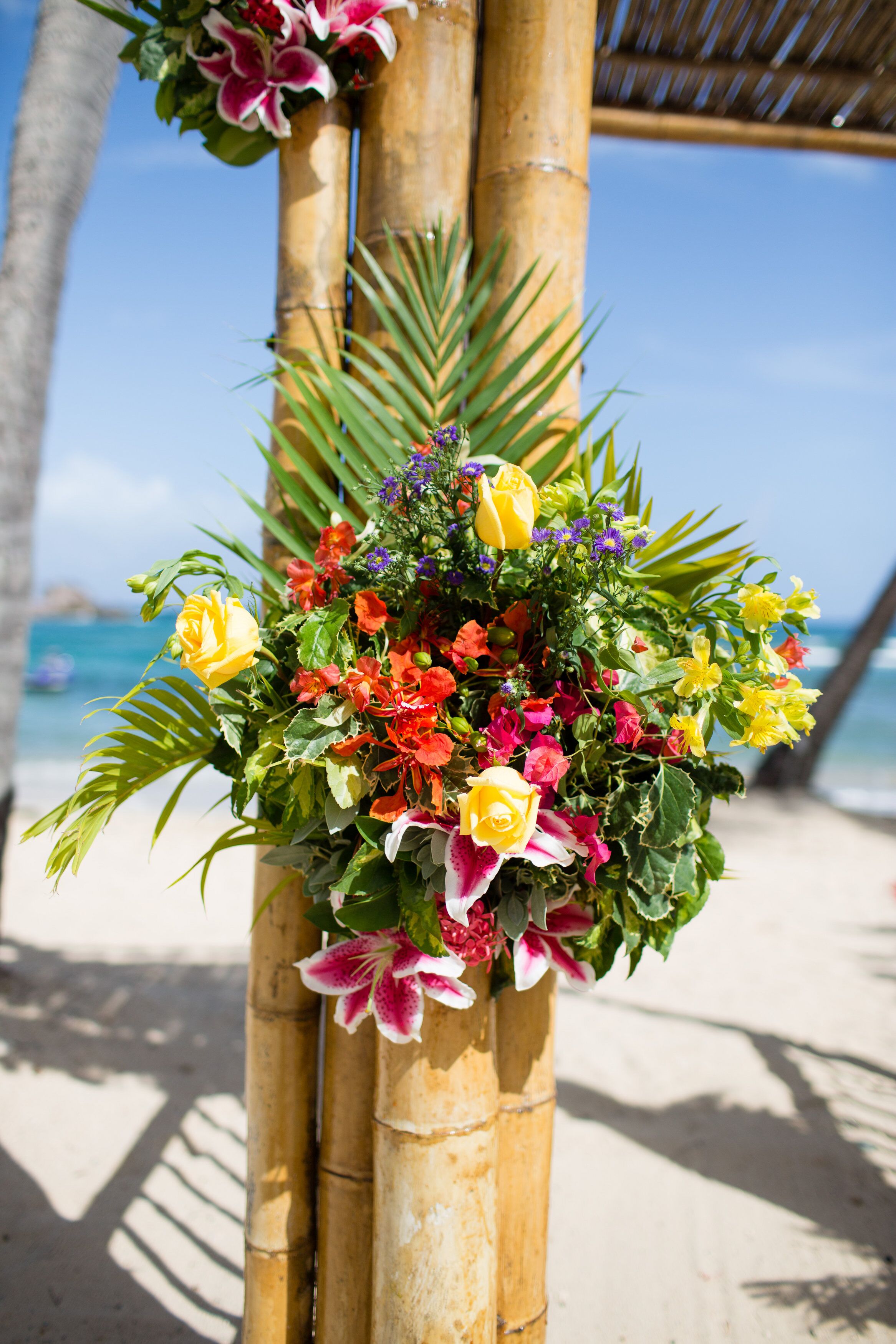 Bright Tropical Wedding Arch Floral Arrangement On St Thomas Island 1627