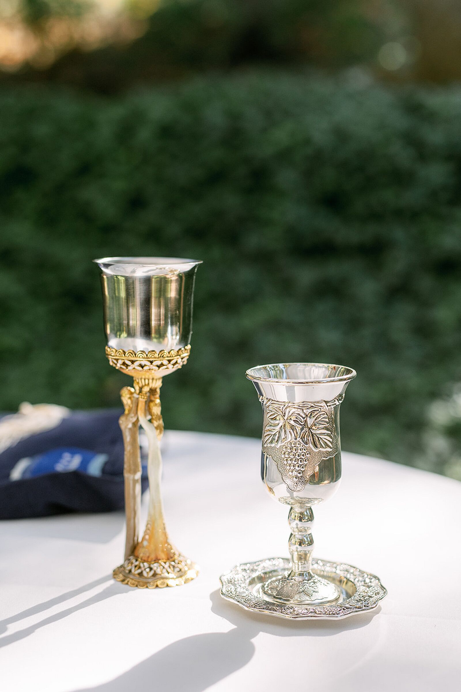 Silver and Gold Wedding Goblets at a Jewish Wedding Ceremony