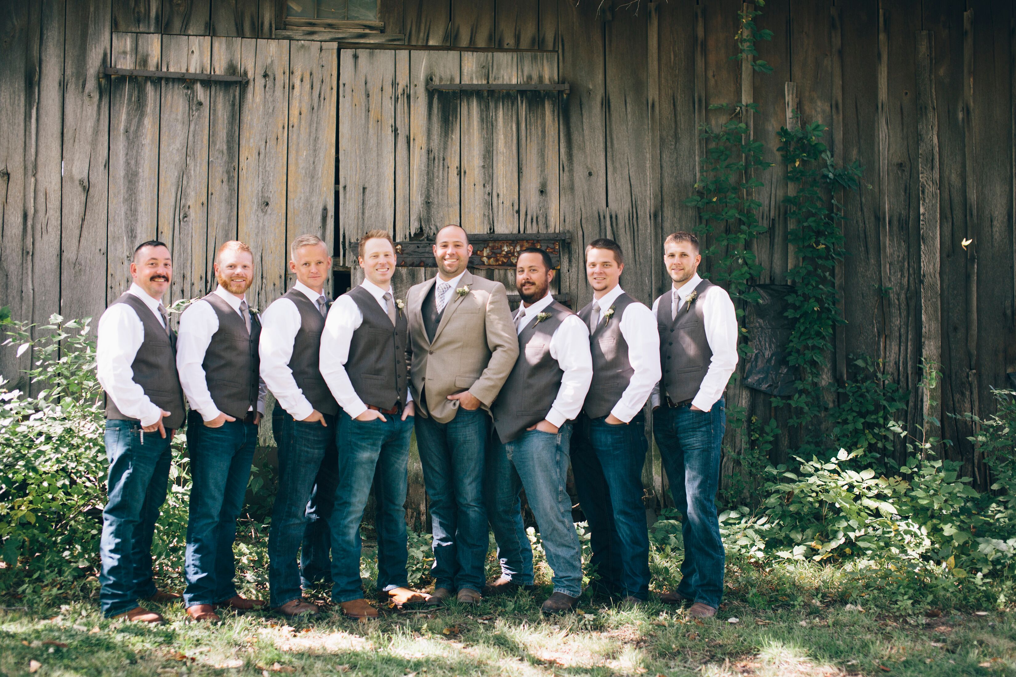 Dark Jean and Vest Groomsmen Attire