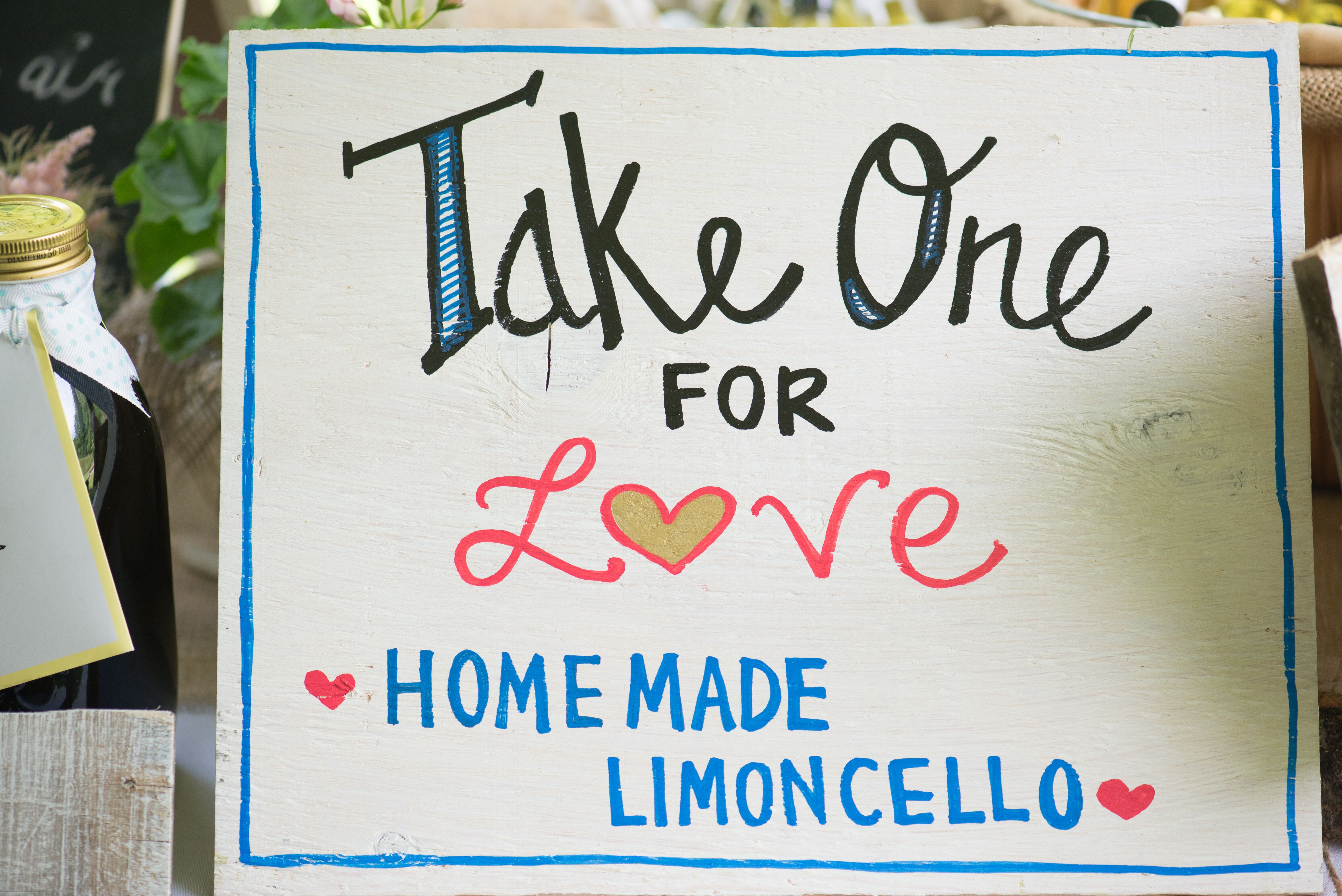 Homemade Limoncello Wedding Favor Sign