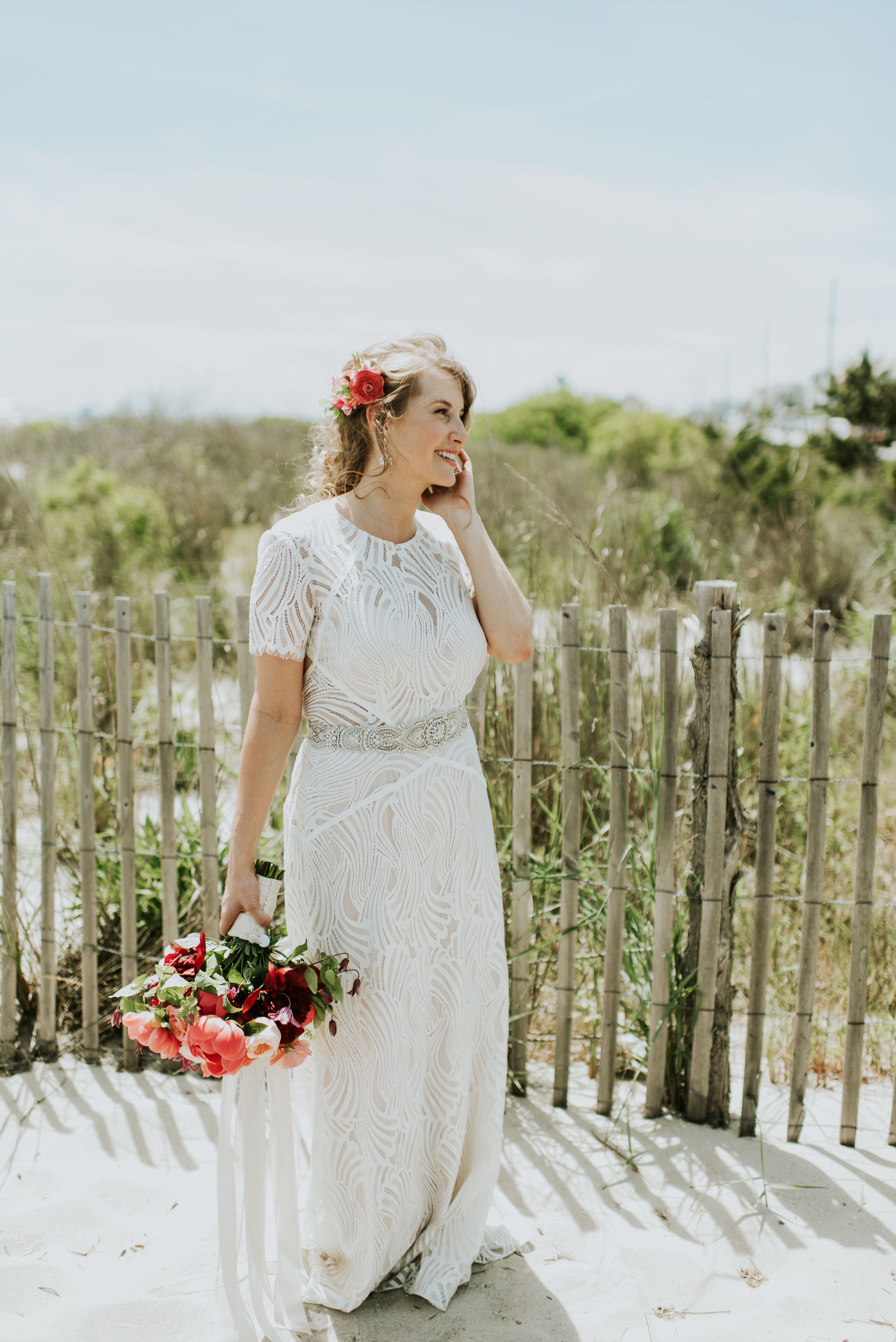 Short Sleeve Wedding Dress with Illusion Lace