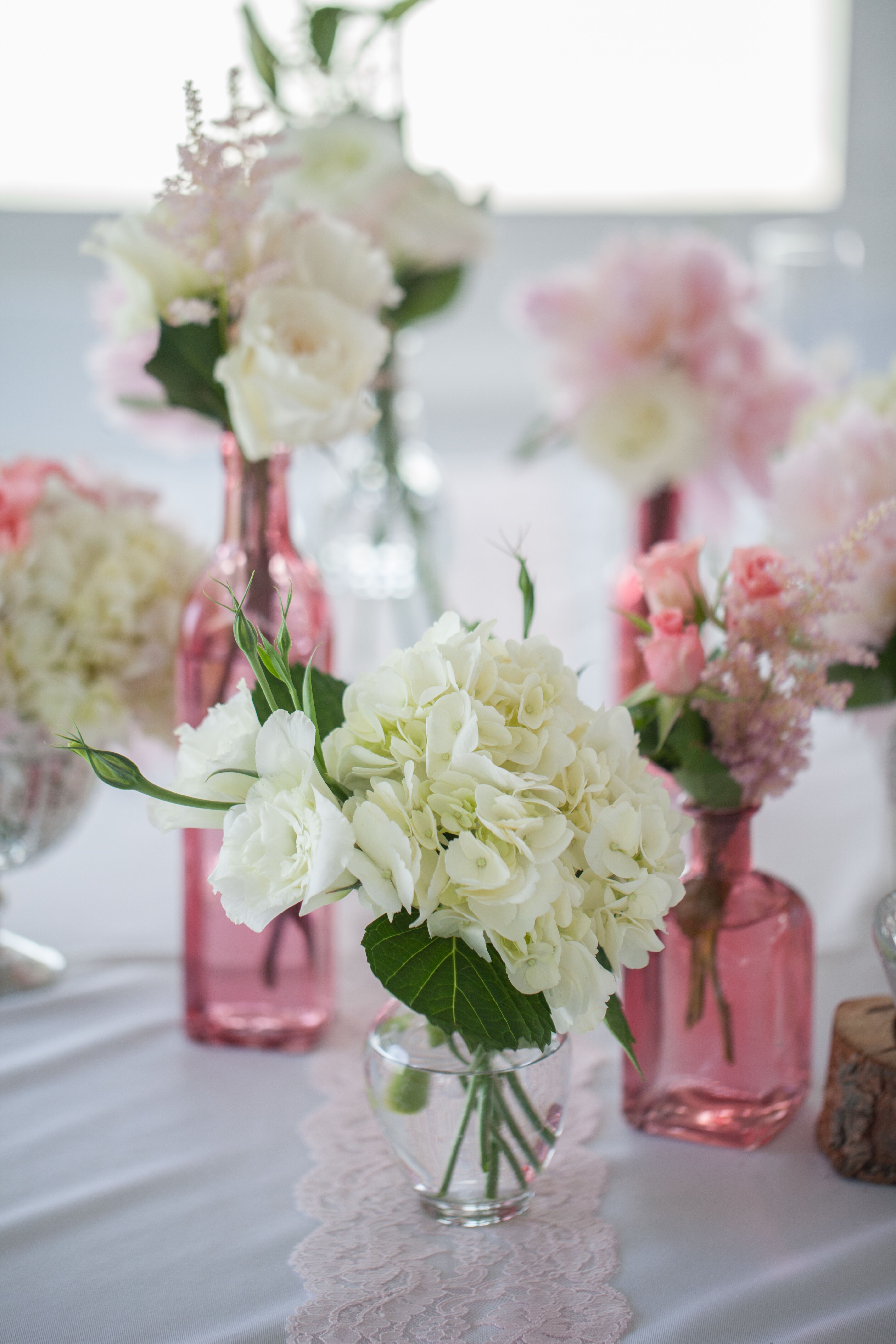 Hydrangea and Rose Centerpiece