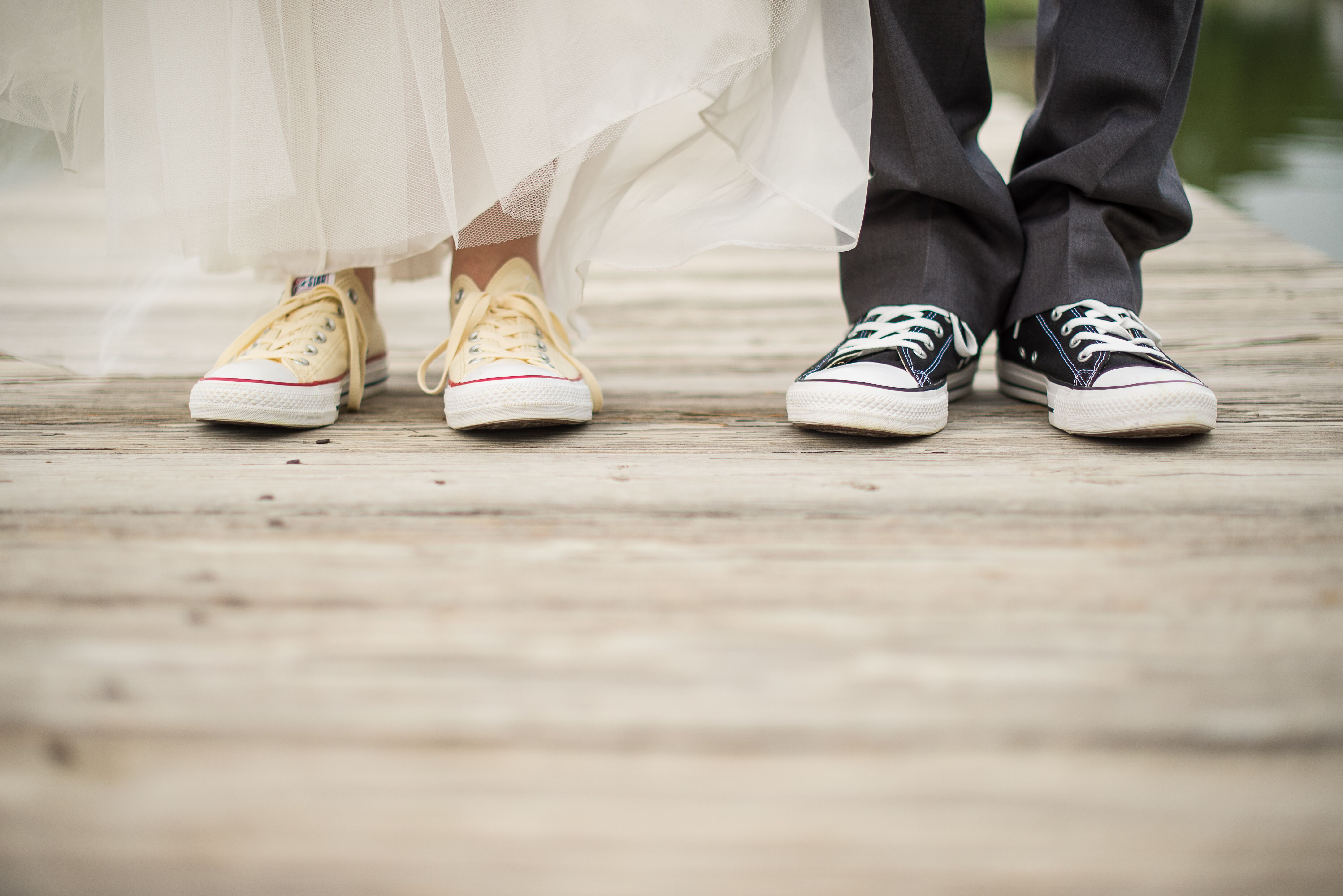 Bride and Groom Wearing Chuck Taylor Converse Shoes