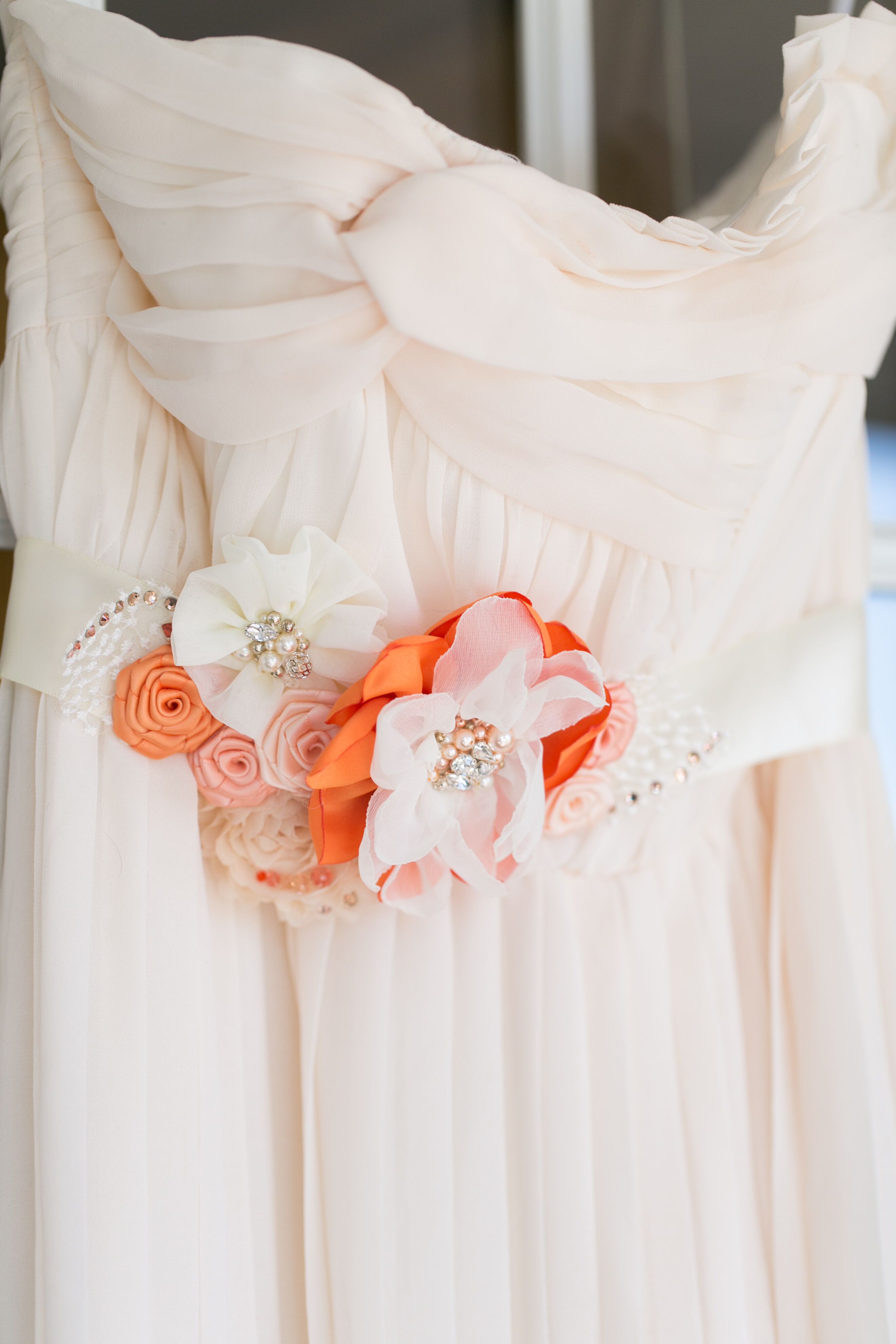 orange and white dress