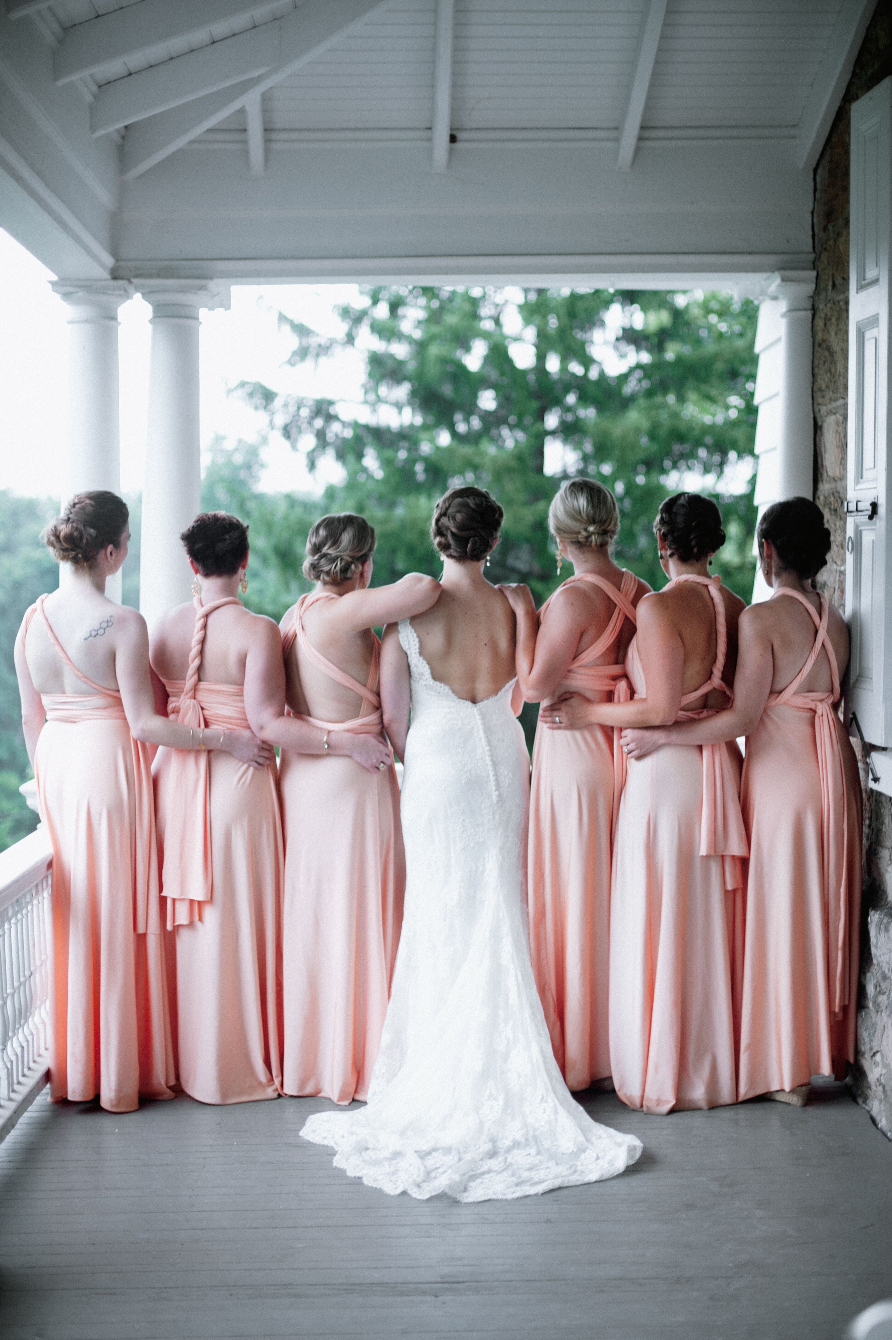 Peach gown for bridesmaid sale