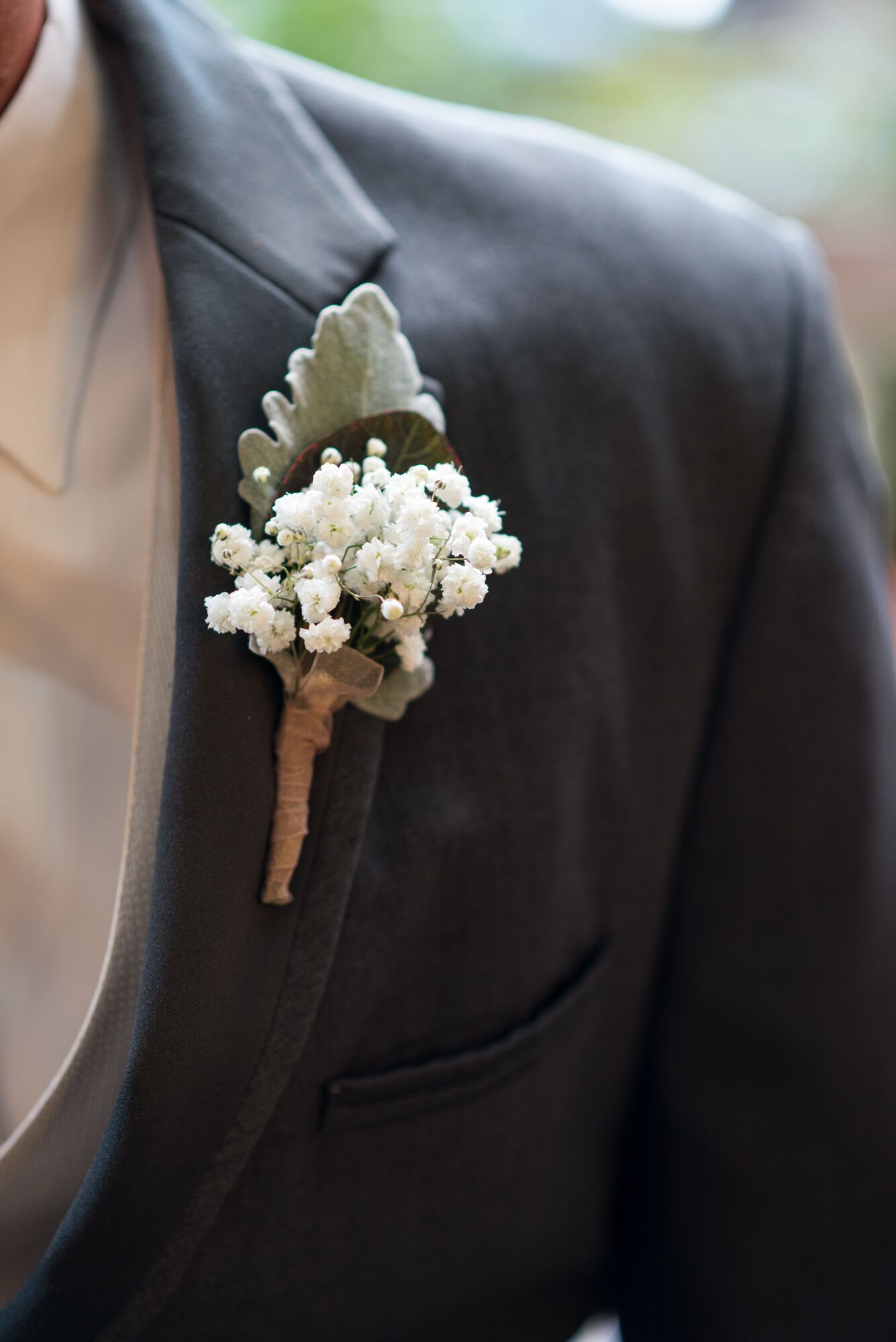 Baby's Breath, Lamb's Ear Boutonniere