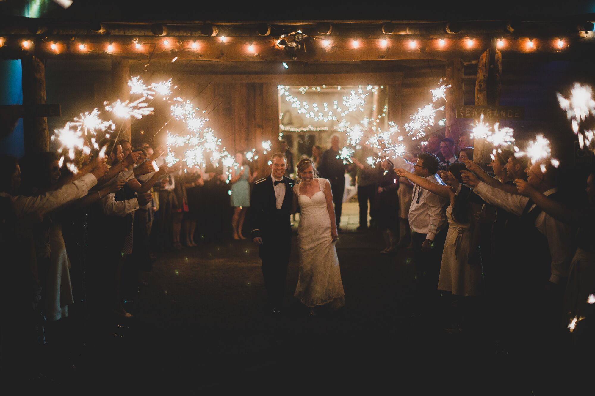 Festive Sparkler Reception Exit