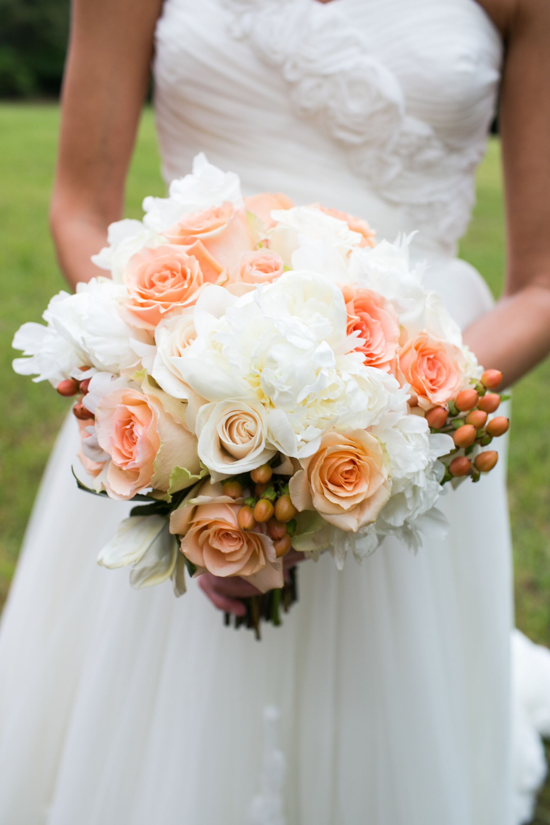 Peach Rose and Peony Bridal Bouquet