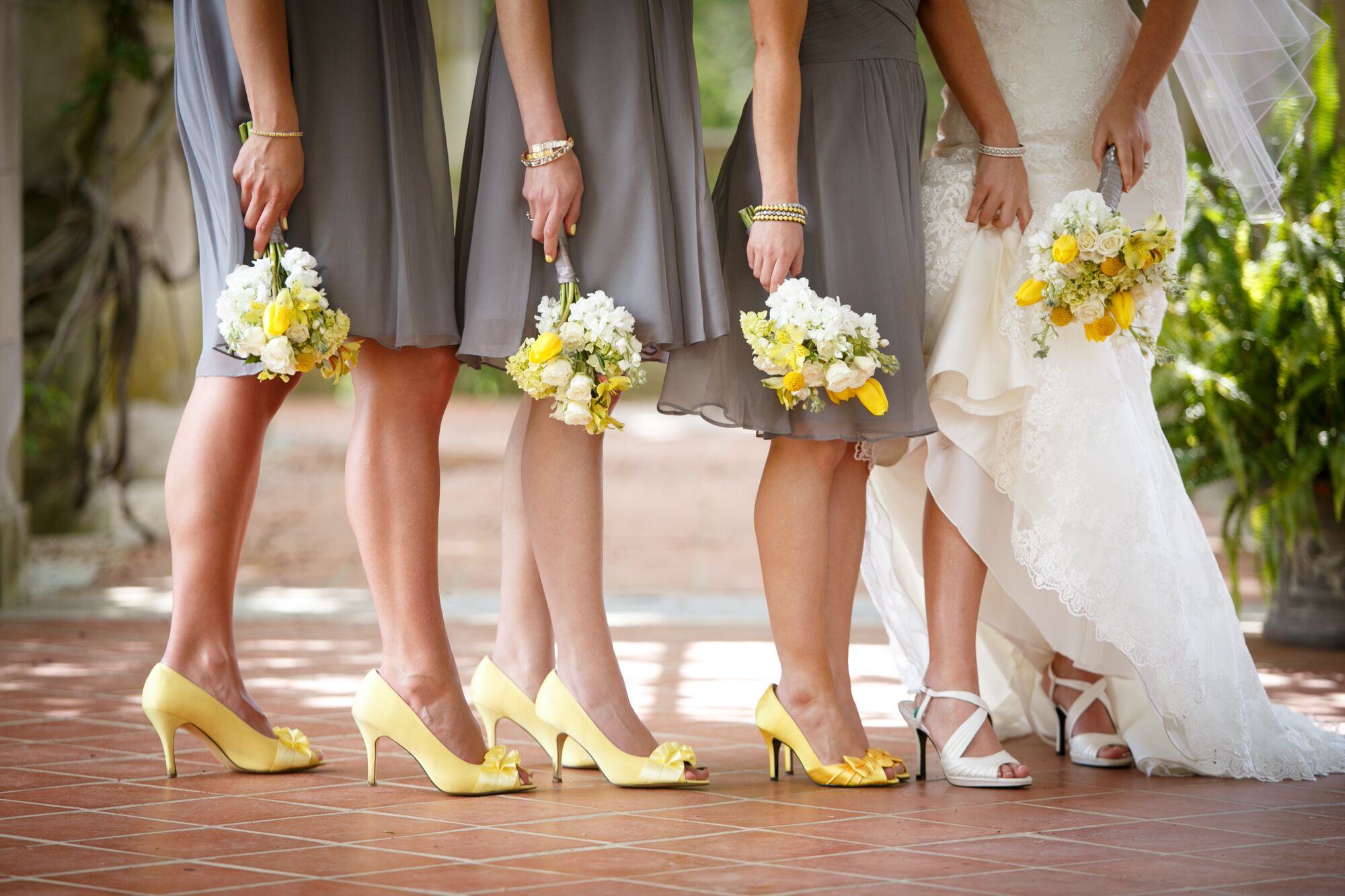 Grey dress with yellow hot sale flowers