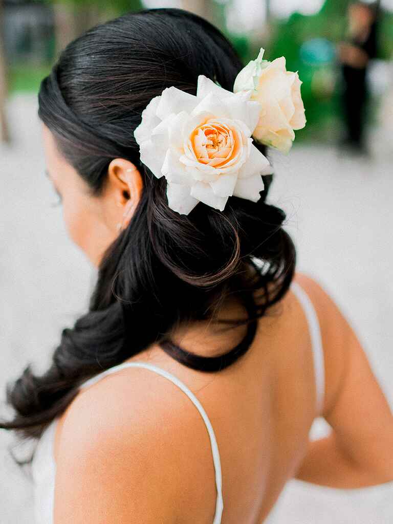 95  Wedding hairstyles for long hair down with flowers for Women