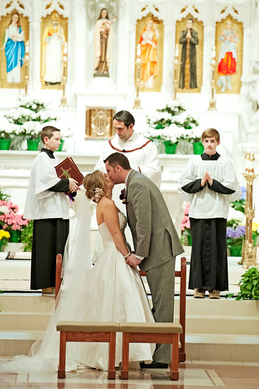 First Kiss at Bright Church Ceremony