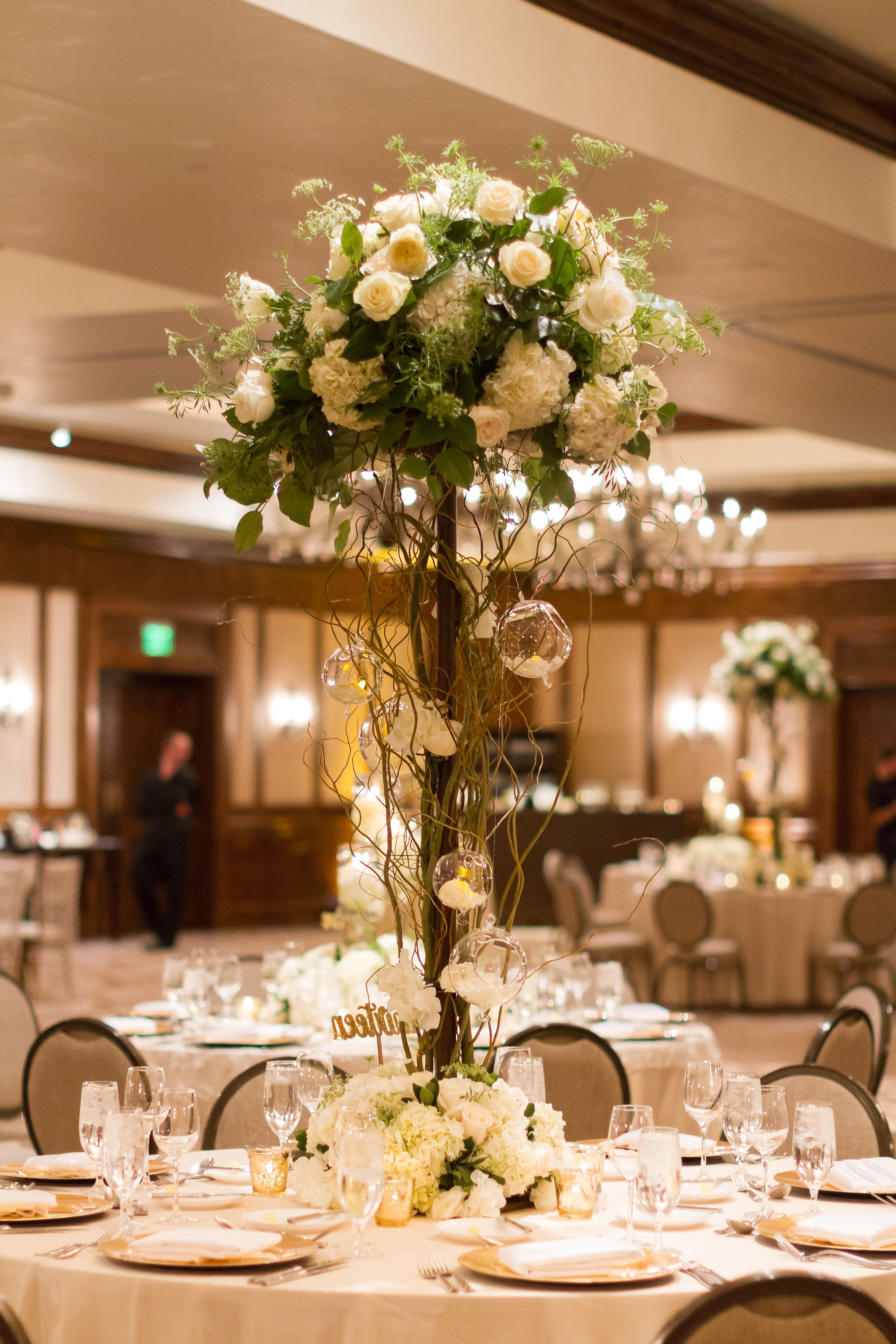 Tall Hydrangea and Garden Rose Centerpiece