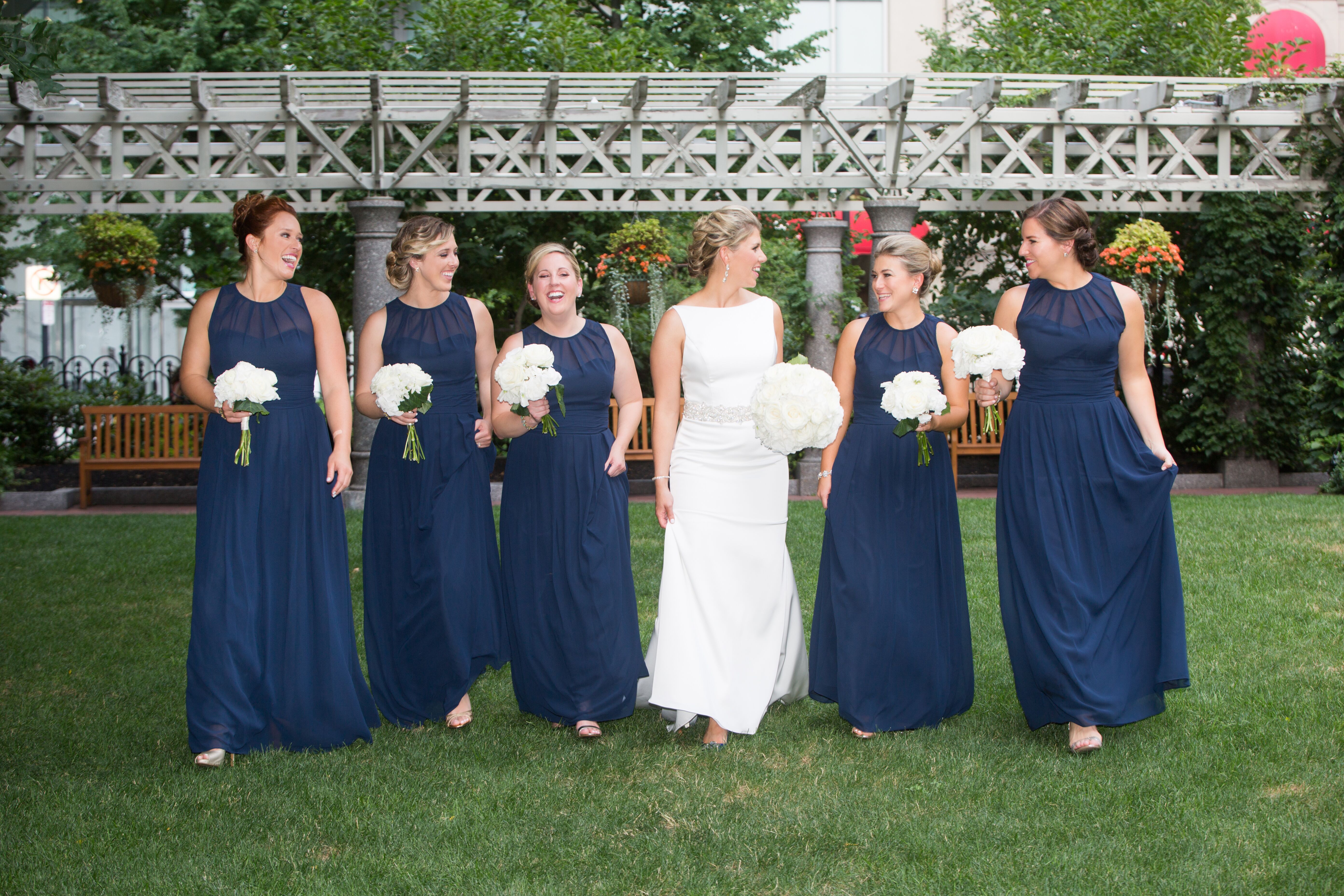 bill levkoff navy bridesmaid dress