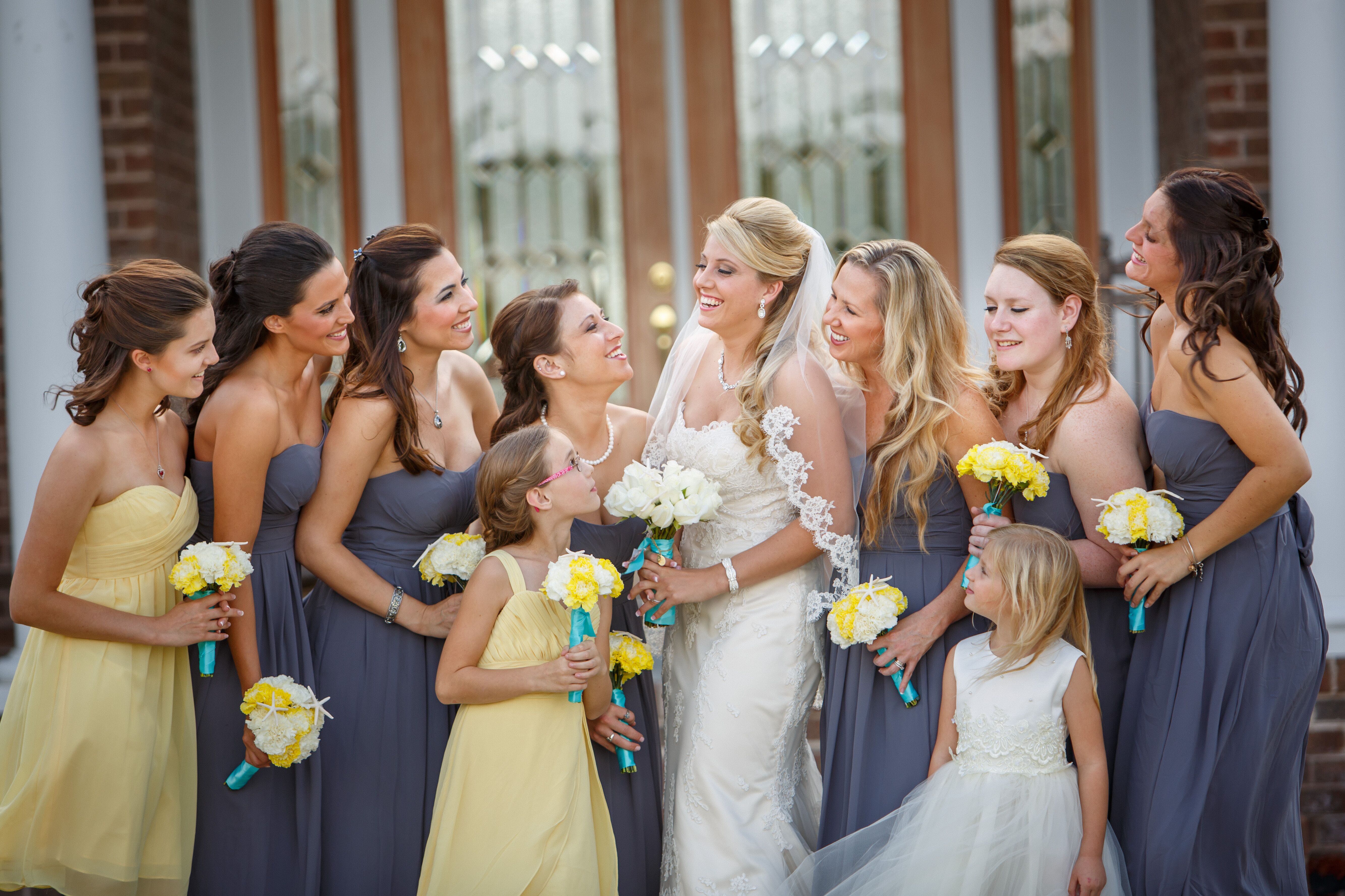 Pale yellow shop bridesmaid dresses